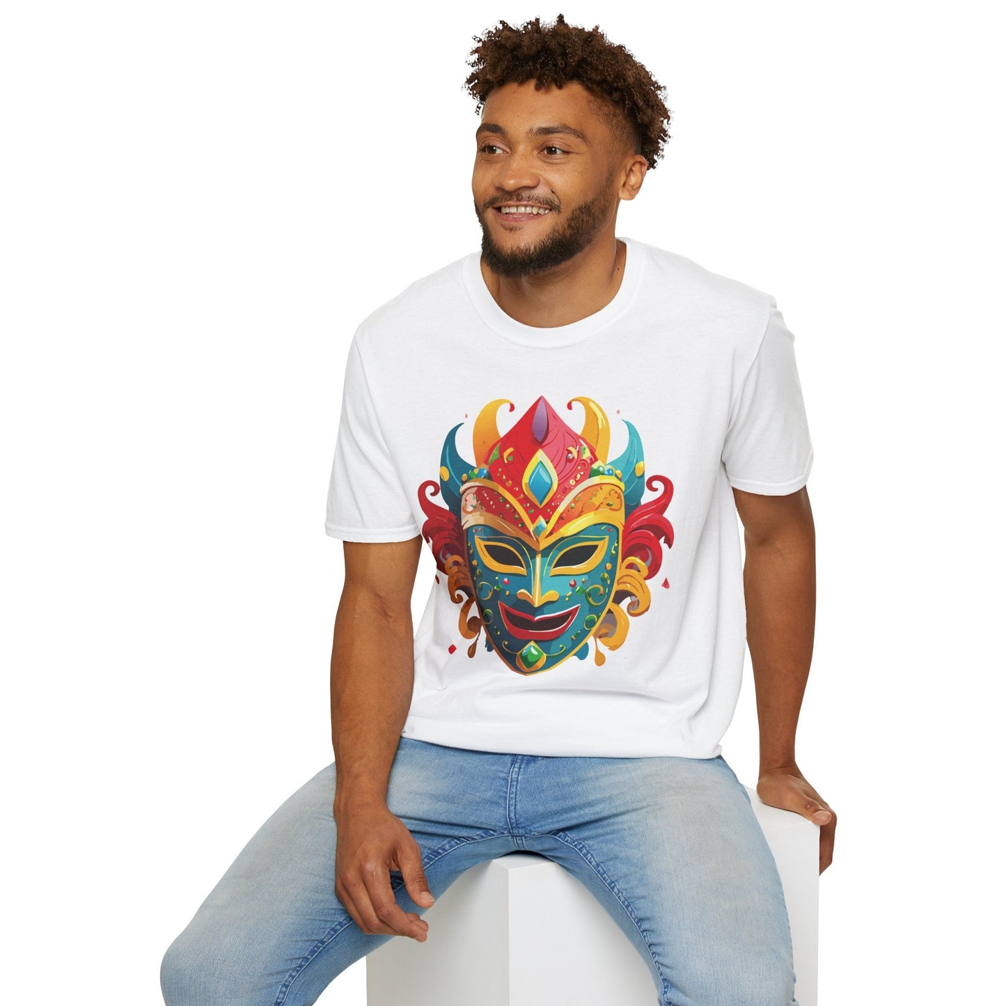 Unisex Mask Tee Shirt Gildan Softstyle 64000 Ring Spun Cotton Breathable Masquerade Design