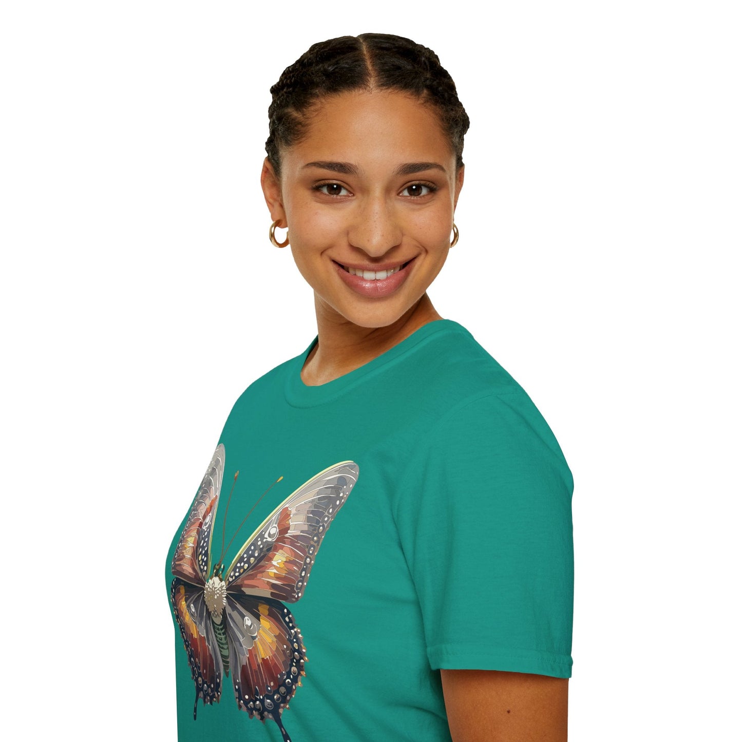 Butterfly Shirt Unisex Lightweight 100 Cotton Gildan Softstyle 64000 Tee Monarch Butterfly Design