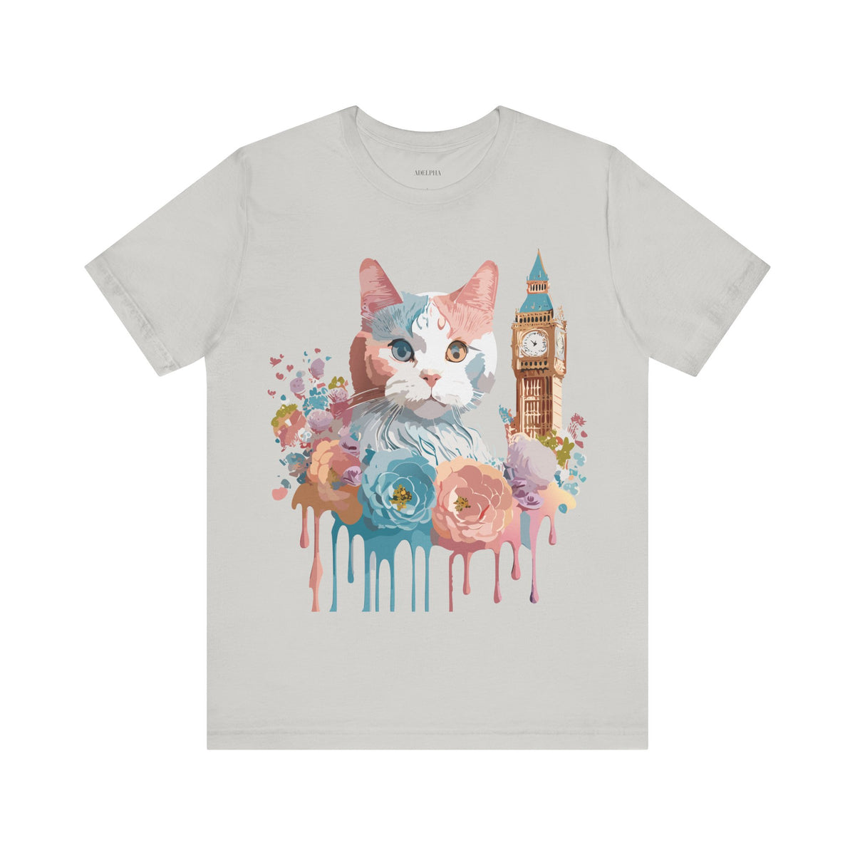 Cat Graphic Unisex Cotton Bella+Canvas Tee with Art Animal Design e112