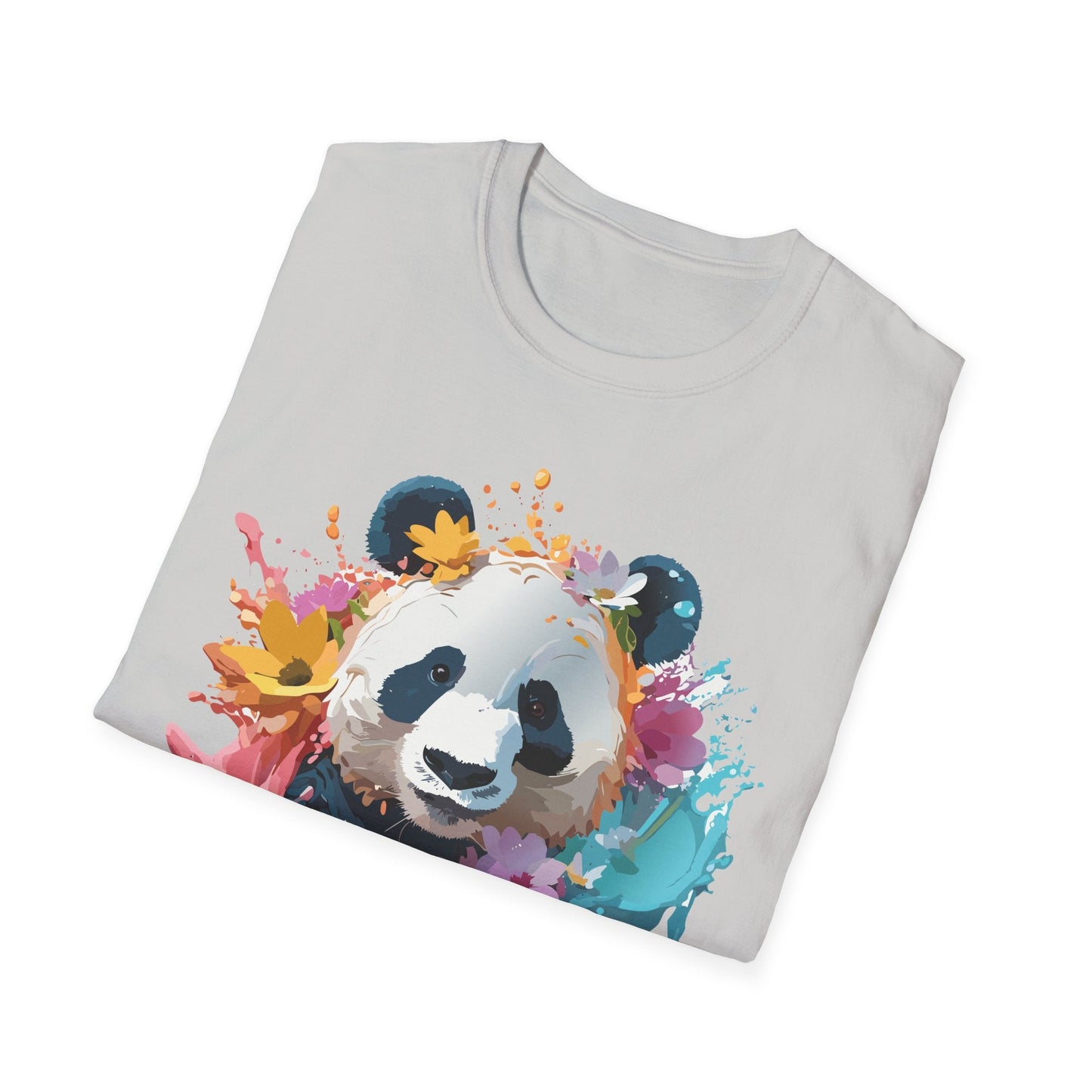 Unisex Panda Shirt Softstyle Tee 100 Percent Ring Spun Cotton Casual Animal Print