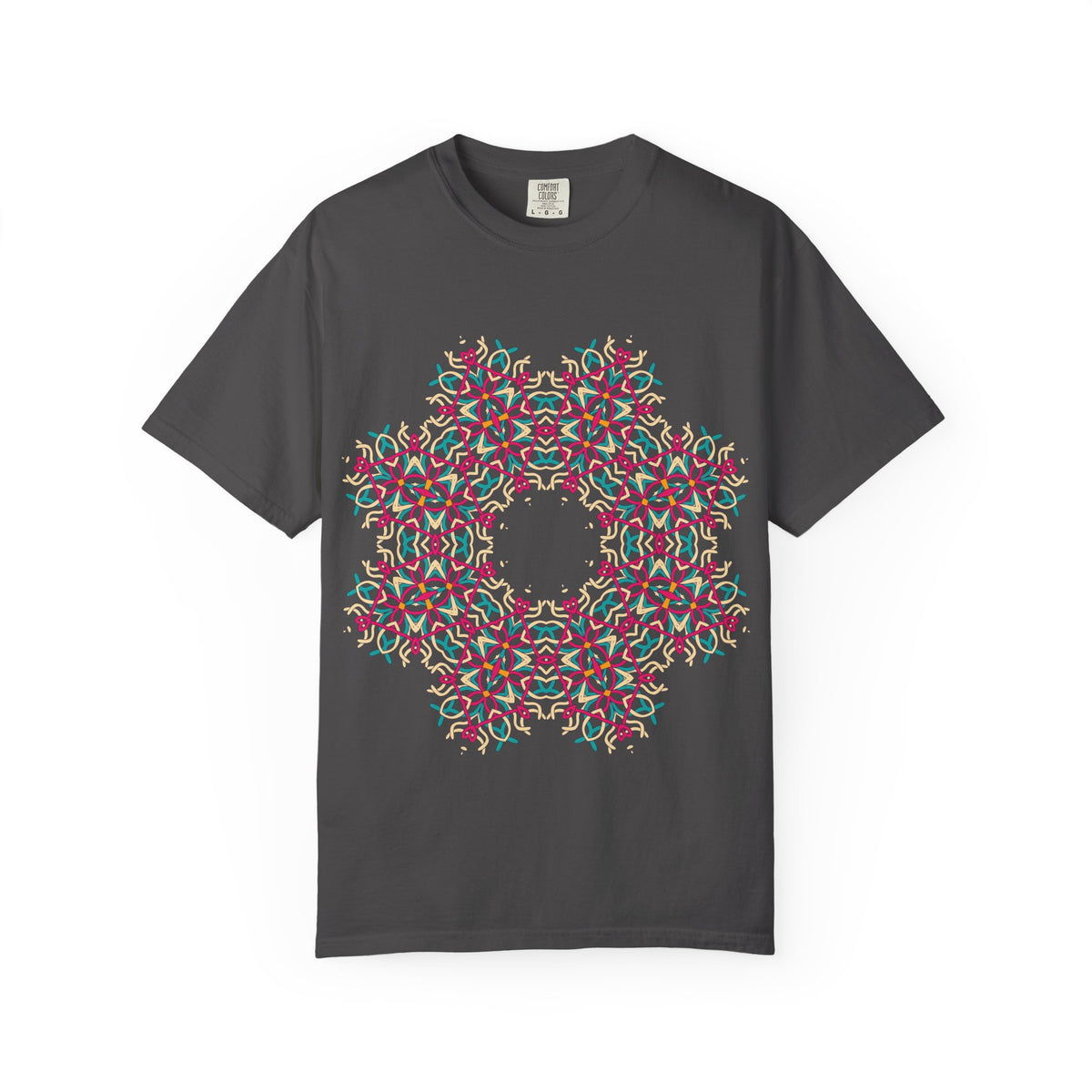 Unisex Garment Dyed Cotton T-Shirt with Mandala Graphic Design