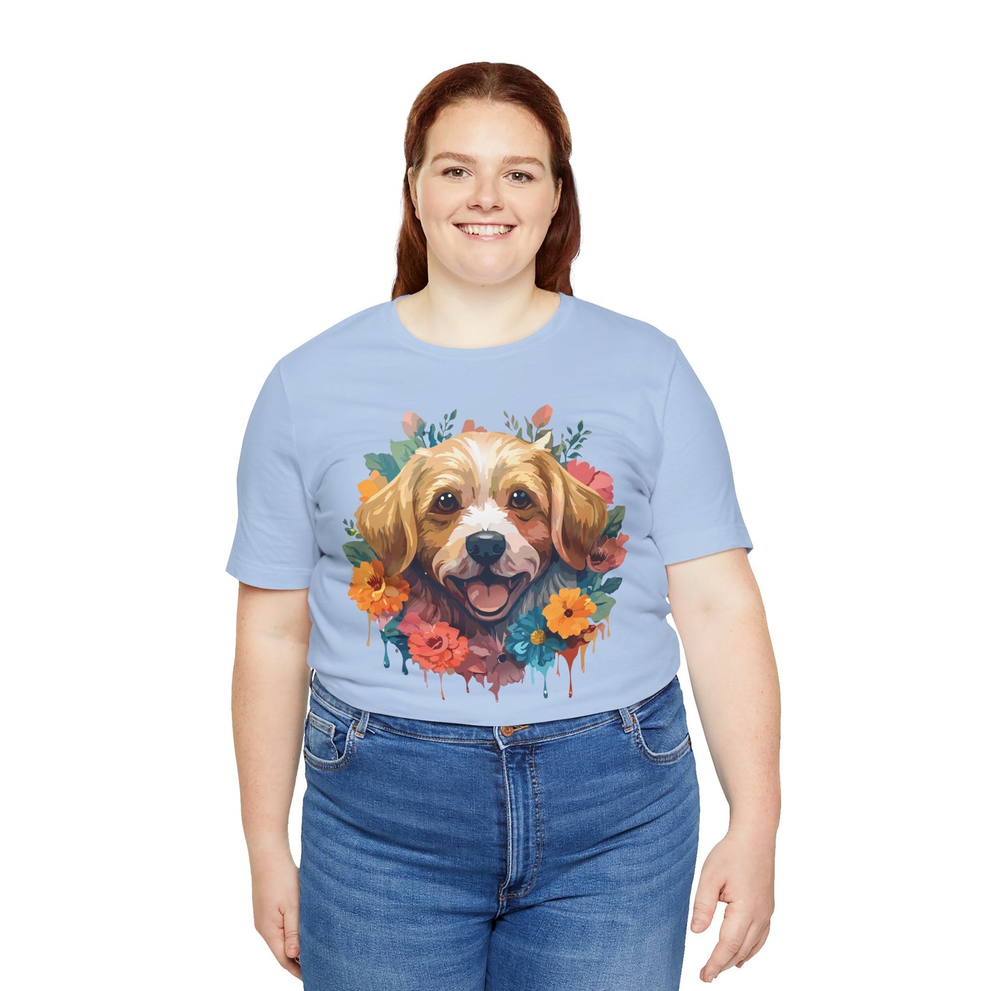 Floral Dog Tee, Animal Shirt, Dog Shirt, Floral Tee, Flower T-shirt, T-Shirt with Animal, Summer Top with Art Design