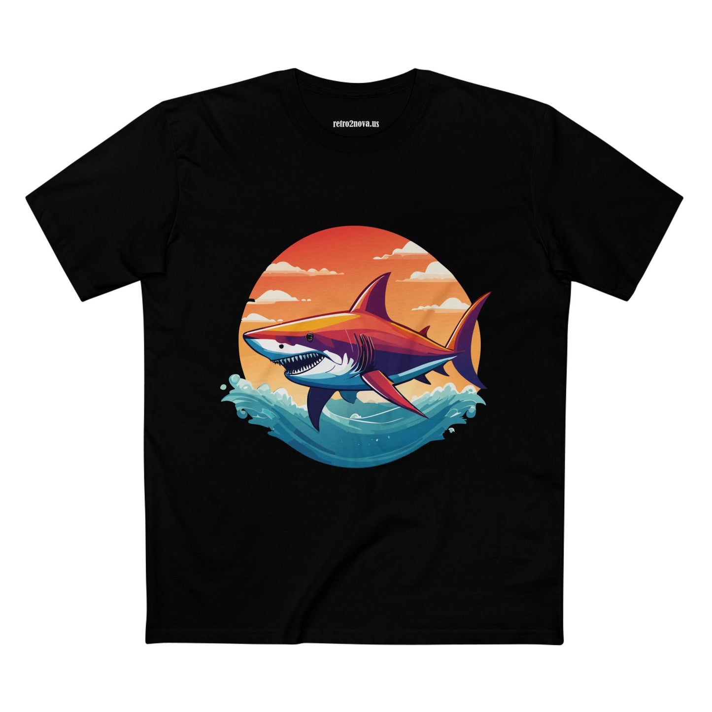 Shark Shirt Unisex Premium Cotton Tee With Original Art Design From Retro2Nova Animal Collection For Everyday Wear