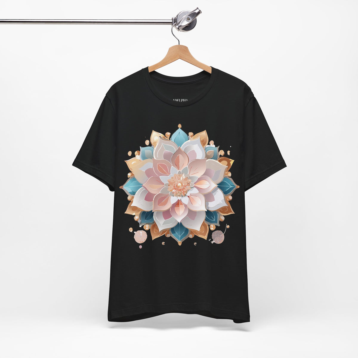 Mandala Graphic Unisex Cotton Bella+Canvas Tee with Floral Art Design d24