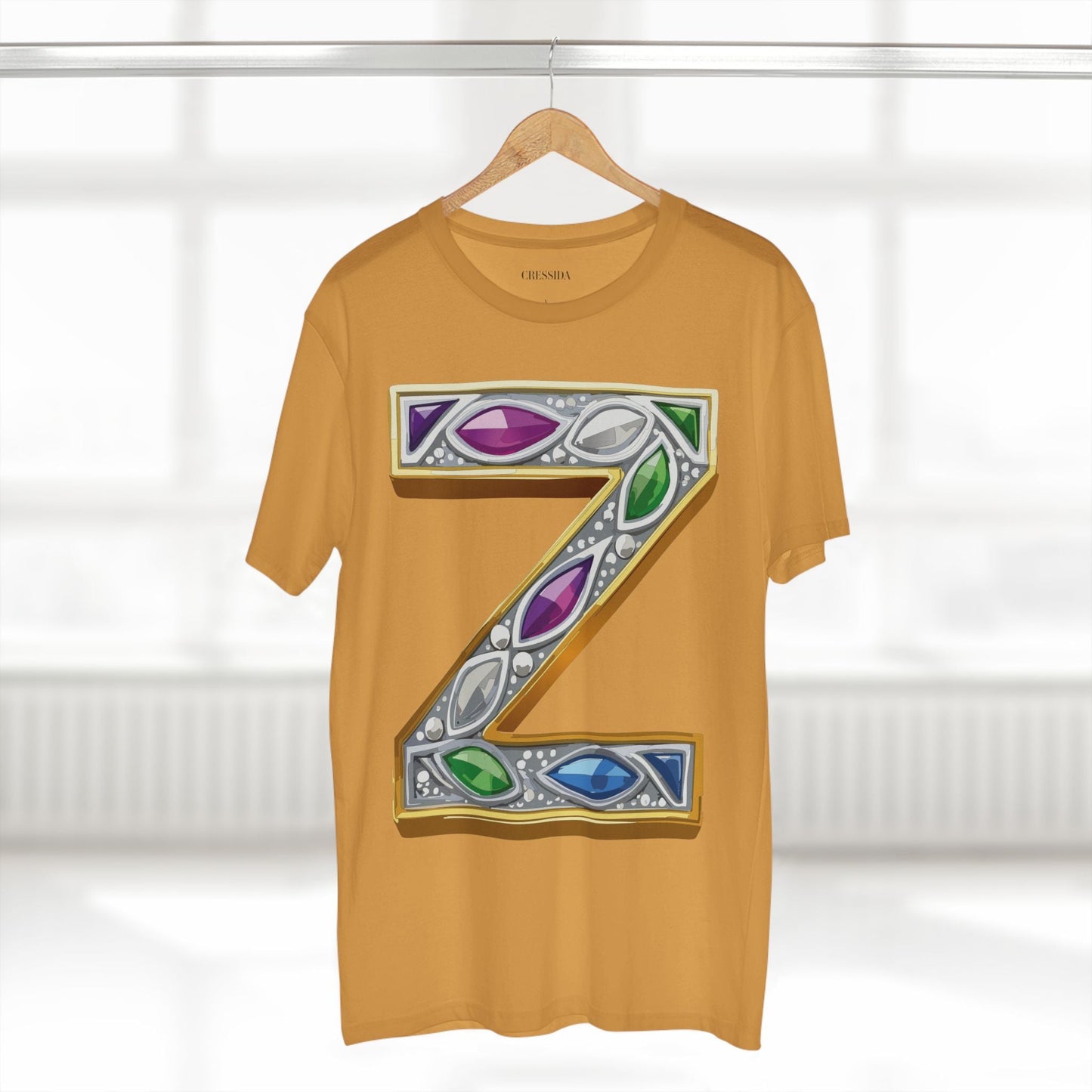Letter Z Graphic Design Tee Unisex 100 Cotton With Antique Gold Letters Artwork T-Shirt