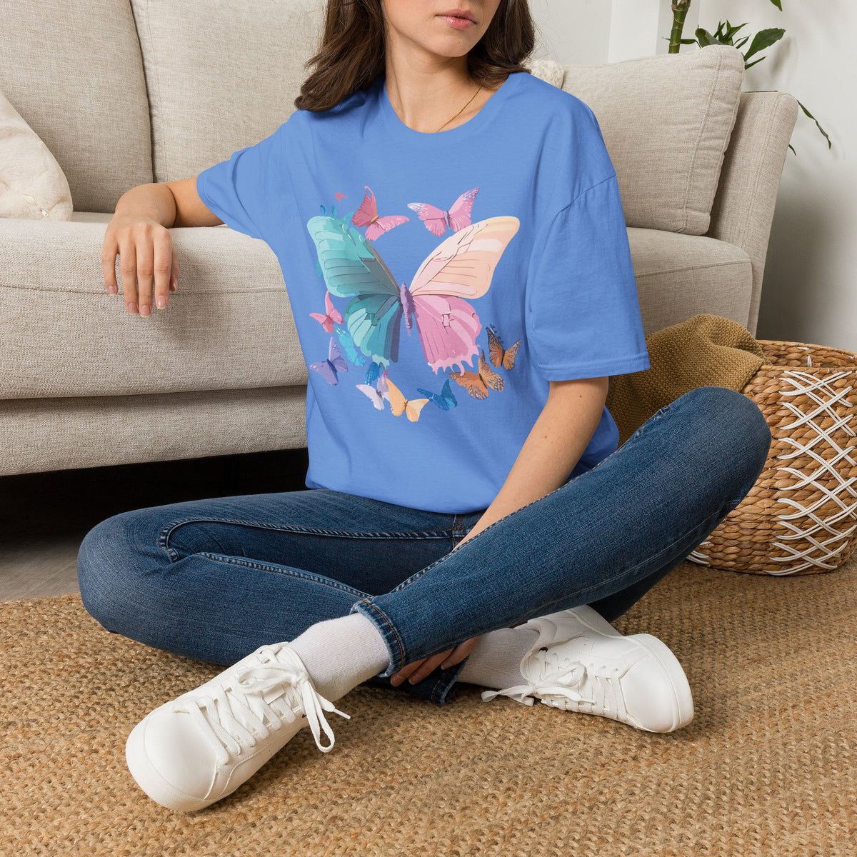 Colorful Butterfly Graphic Design Unisex 100 Cotton Gildan T-Shirt