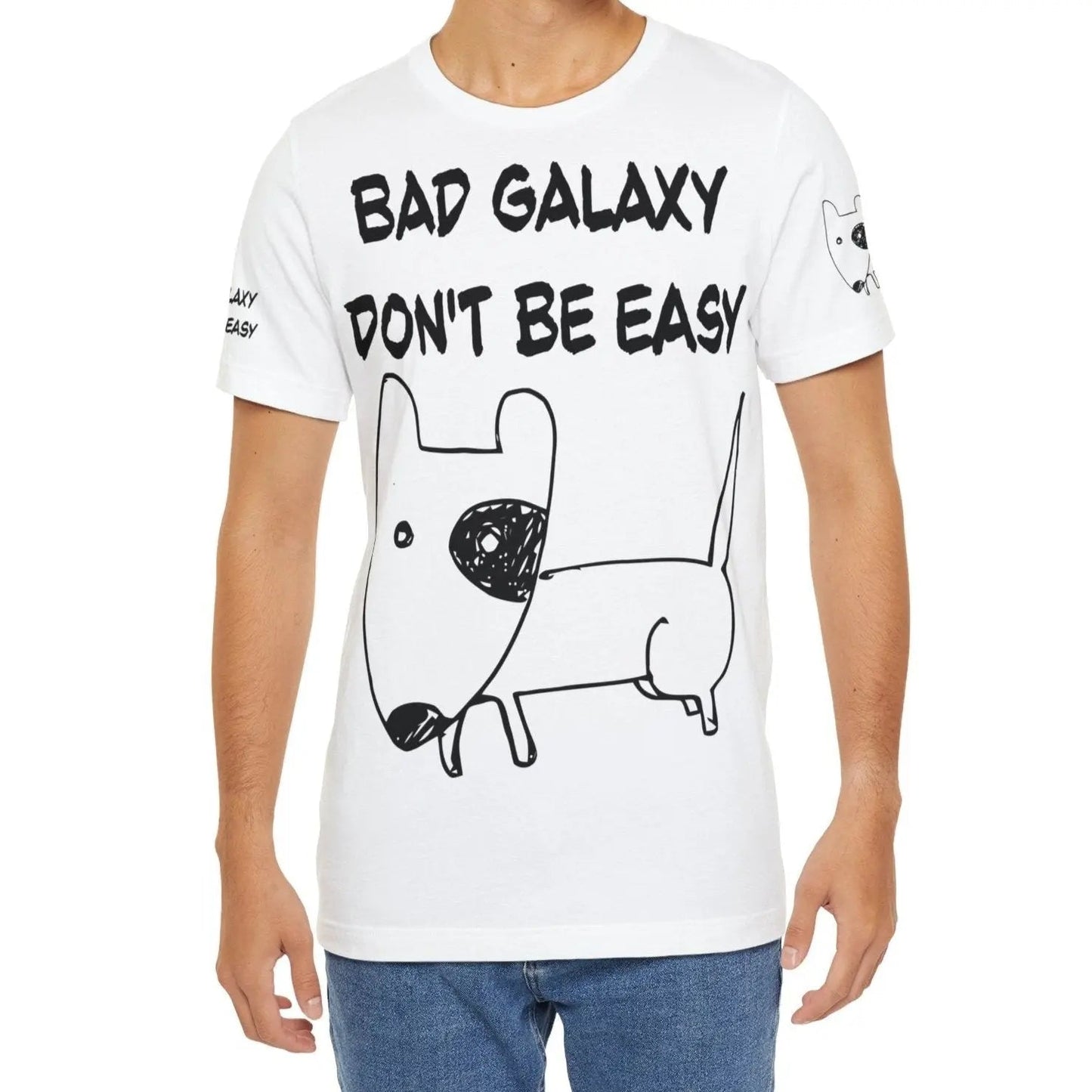 Funny Dog Tee Shirt From Bad Galaxy 100 Percent Cotton Made In USA With Eco Friendly Inks