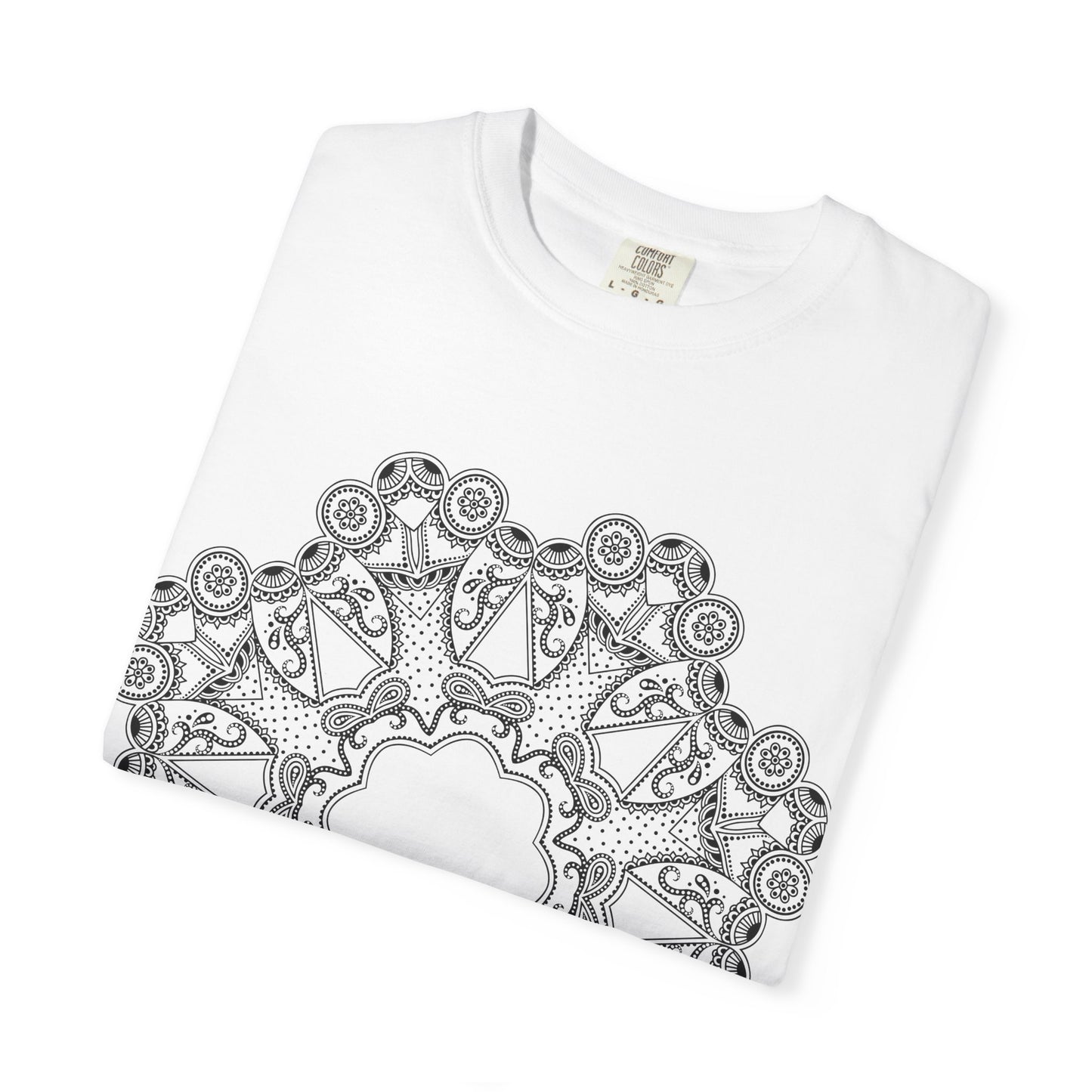 Unisex Garment Dyed Cotton T-Shirt with Mandala Graphic Design