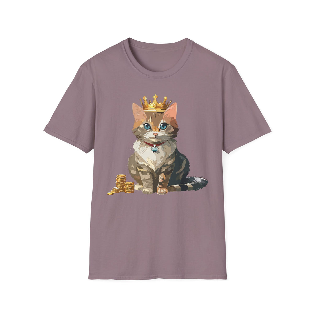 Crowned Tabby Cat T-Shirt | Cute Kitty with Crown and Treasure