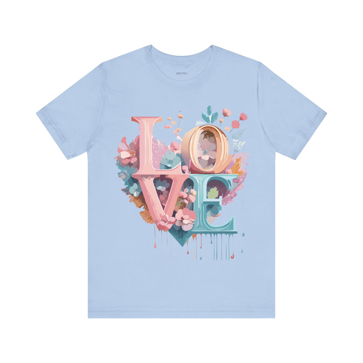 Valentine's Day Graphic Unisex Cotton Bella+Canvas Tee with Floral Art Design d104