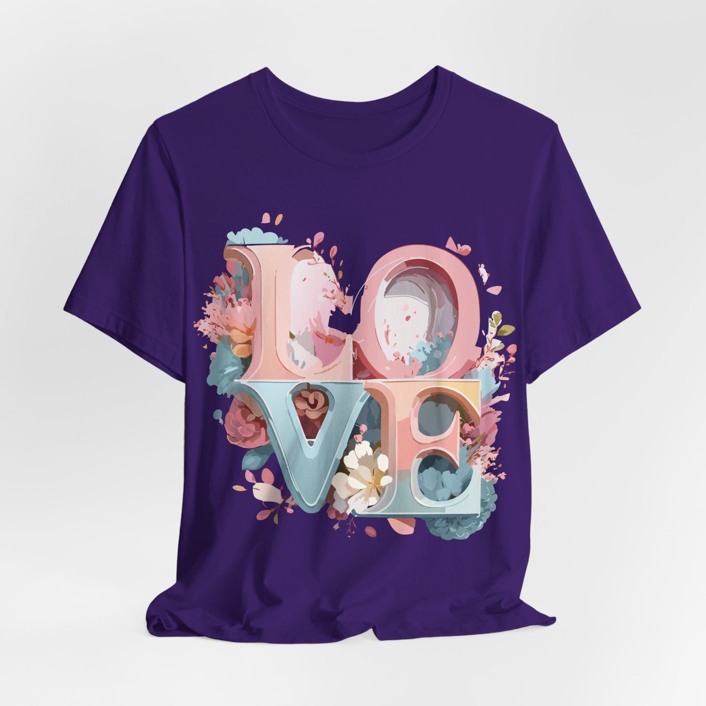 Valentine Day Graphic Unisex 100 Cotton Vintage Artwork with Love and Flower Design Tee 46