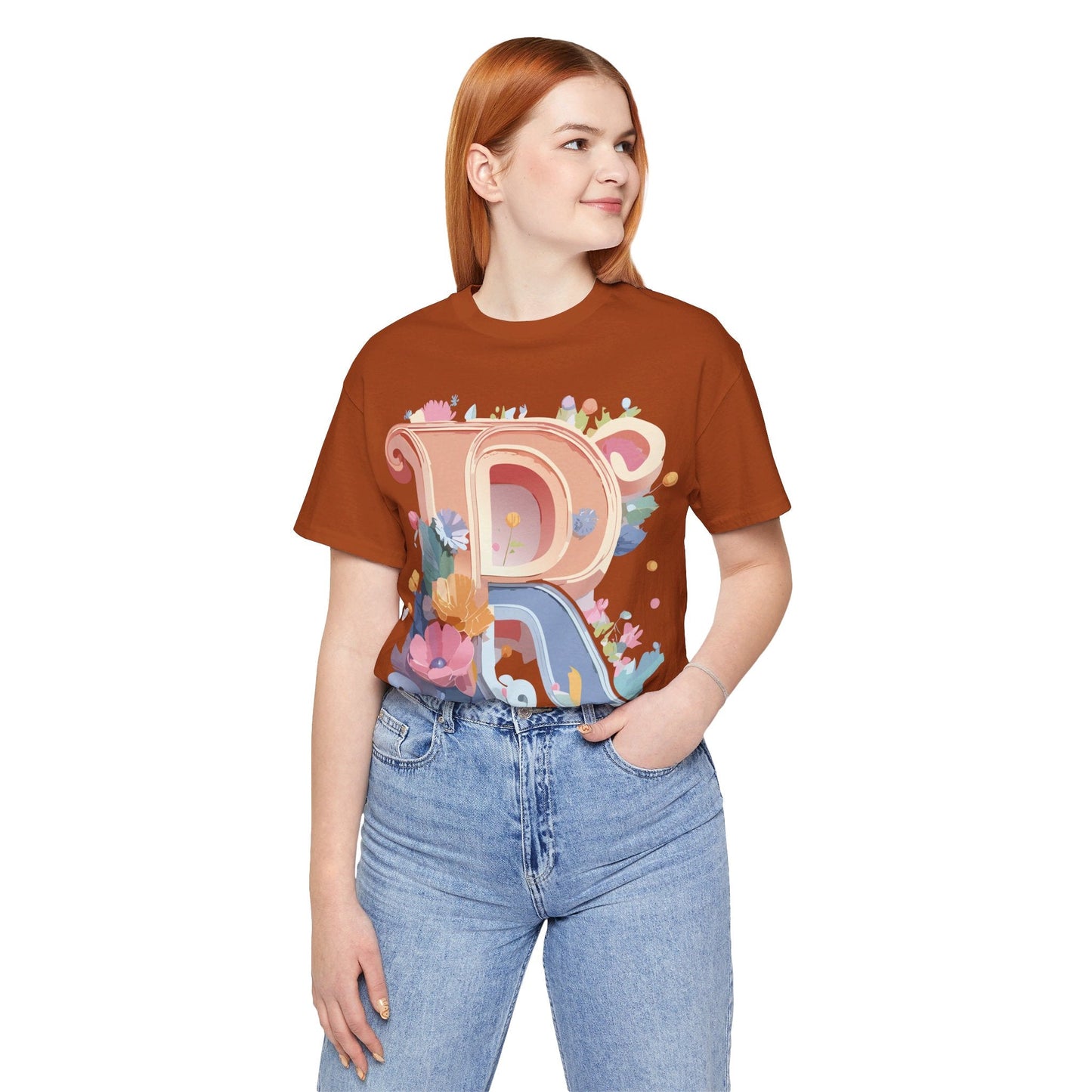 Letter R Shirt Unisex Graphic Tee Premium Cotton Vintage Inspired Art By Adelpha Short Sleeve