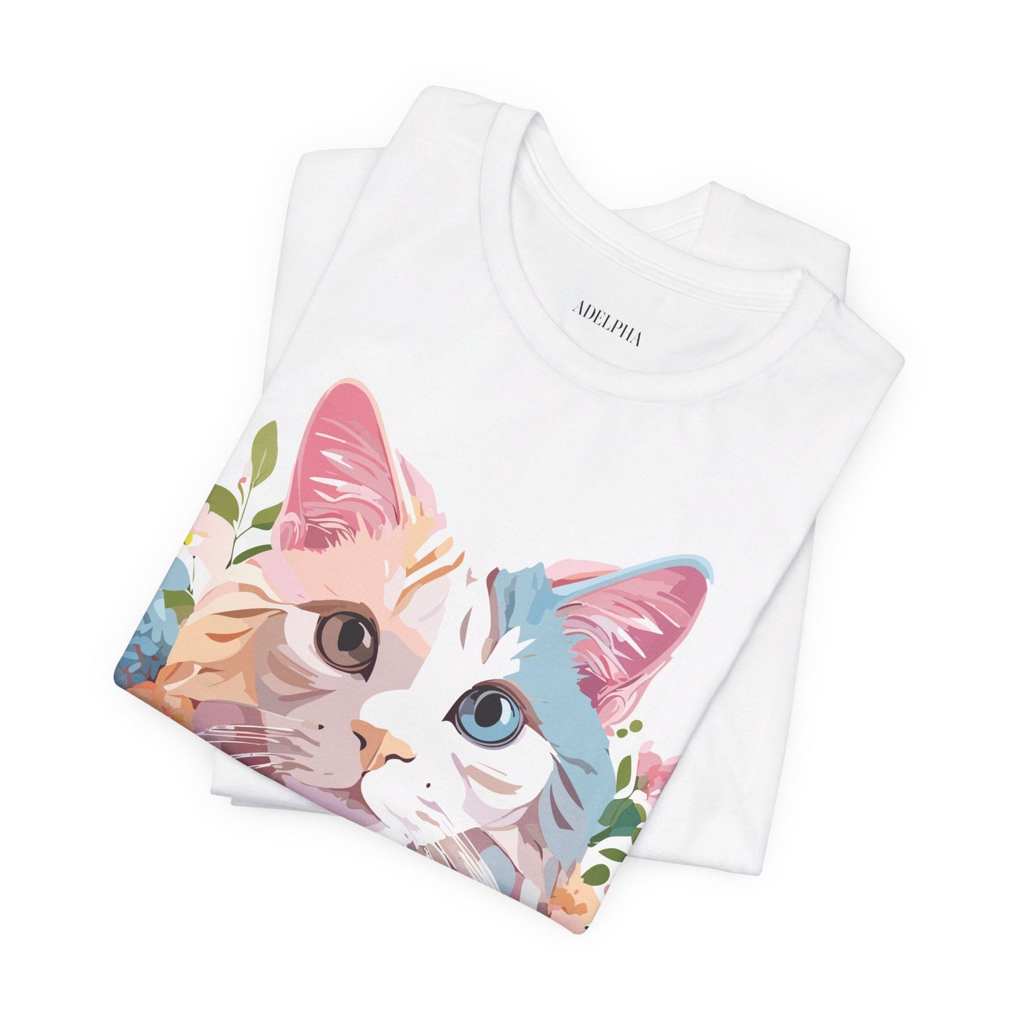 Cat Graphic Tee Unisex Short Sleeve Shirt With Adelpha Artwork