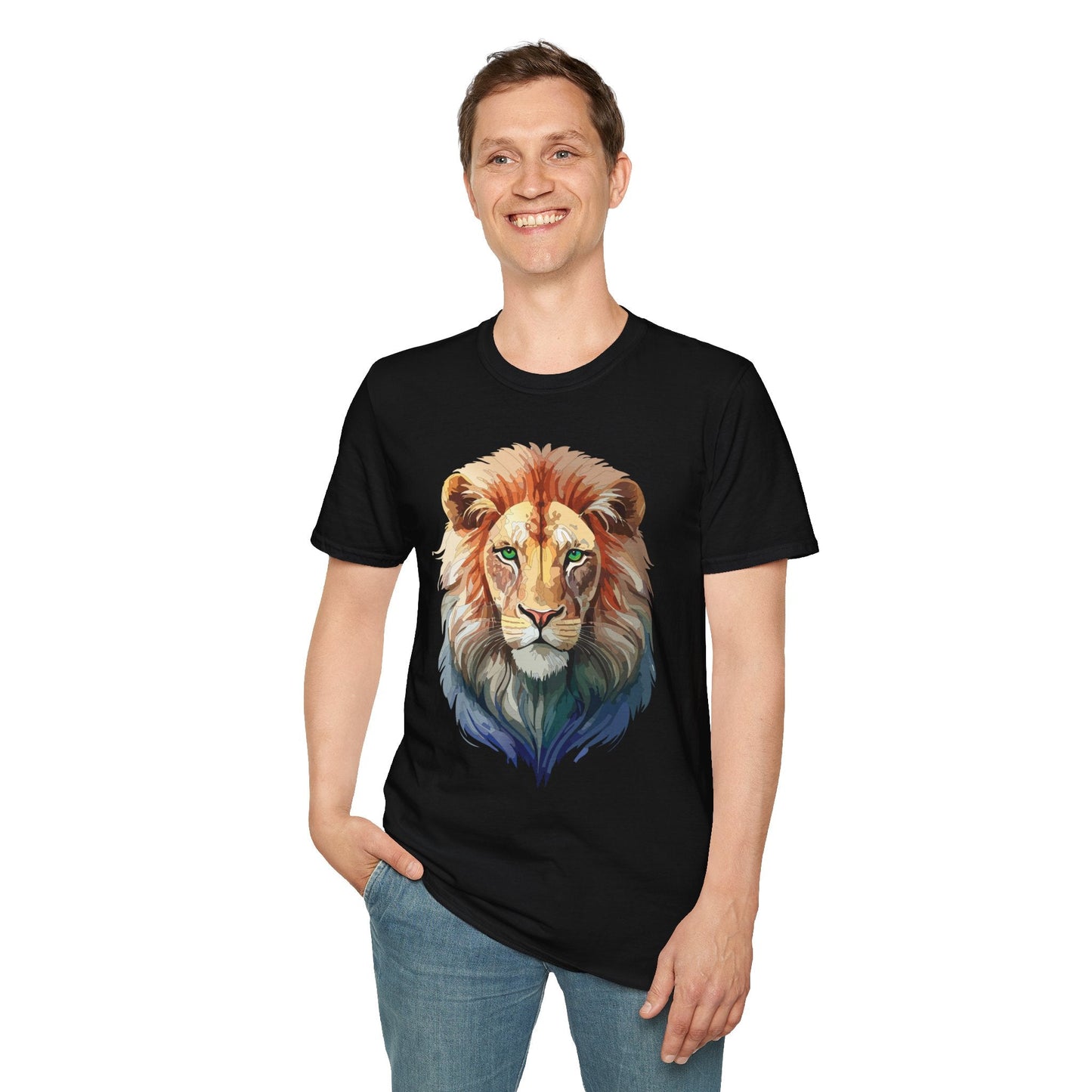 Gildan Softstyle Lion Shirt Unisex Floral Tee Animal Print Tee