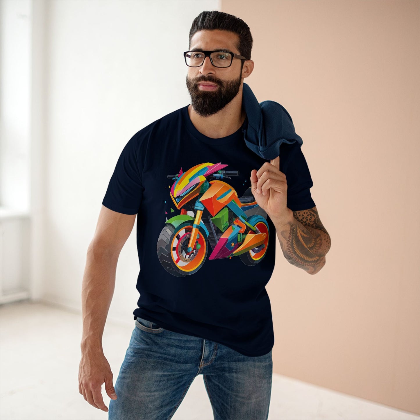 Moto Bike Graphic Unisex 100 Cotton Staple Tee 7