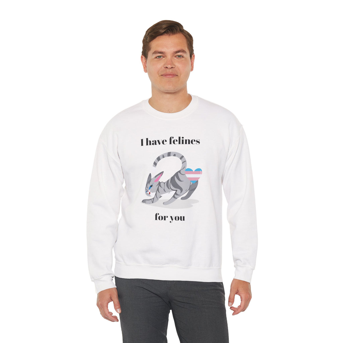 Cat Graphic Valentine's Day Sweatshirt Unisex 50/50 Cotton-Poly Animal Sweatshirt w05