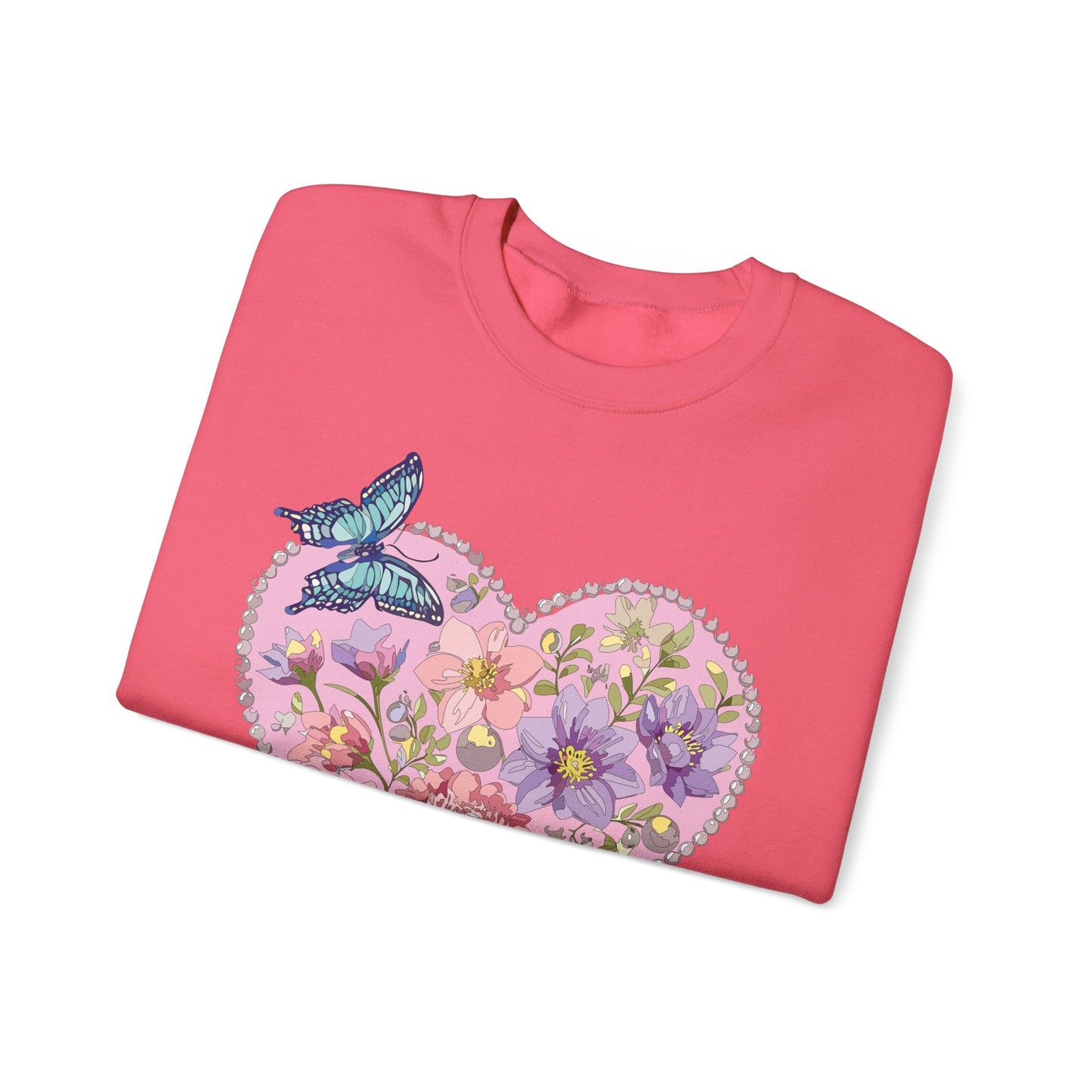 Floral Heart Sweatshirt Valentines Day Unisex Crewneck Cozy Comfort For Cold Weather