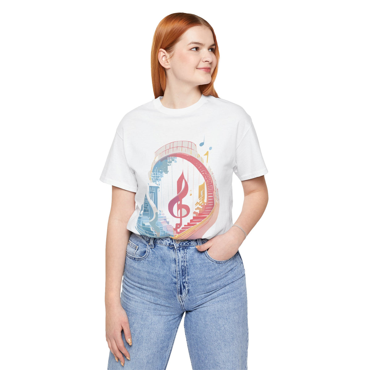 Music Graphic Unisex Cotton Bella+Canvas Tee with Art Design n178
