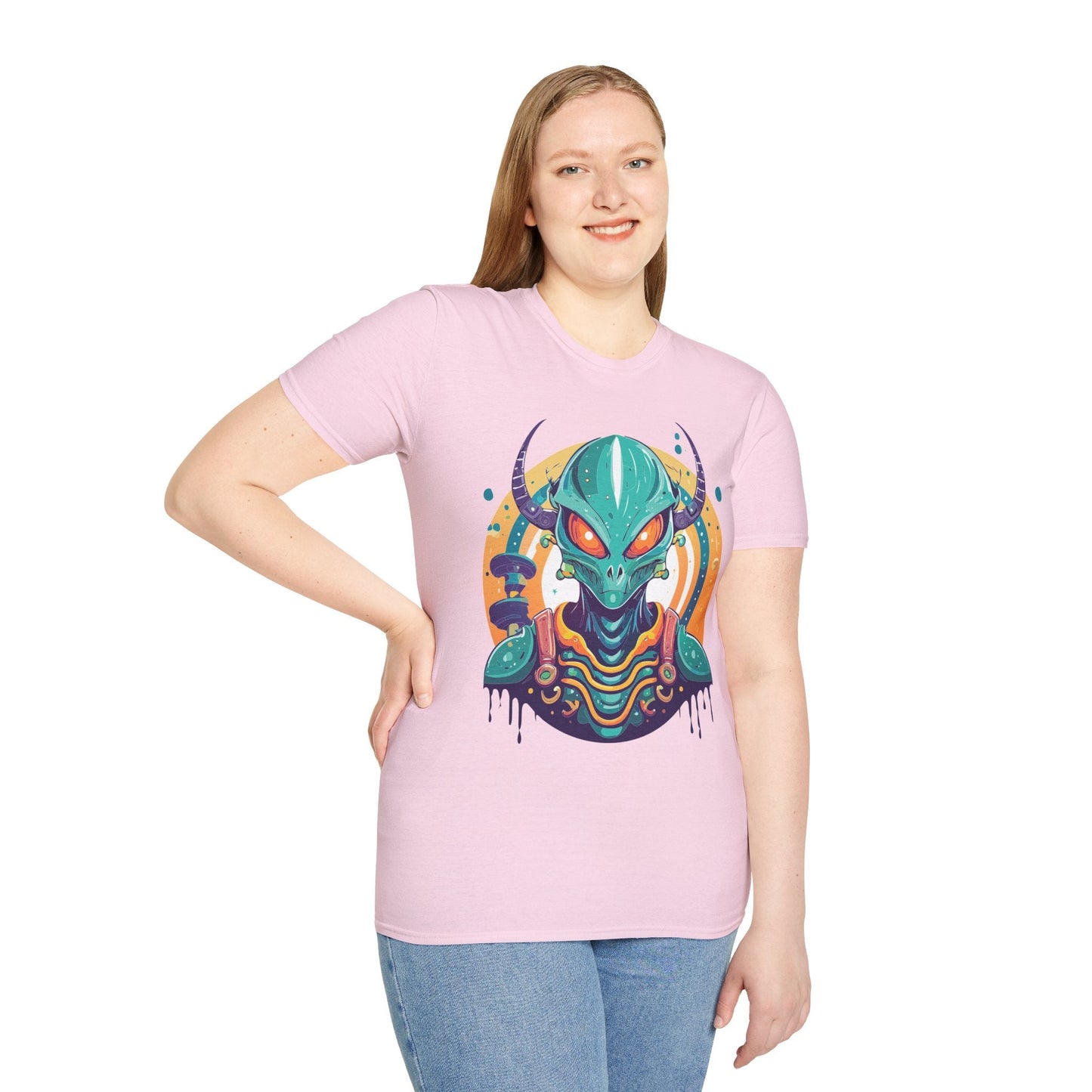 Alien Graphic Unisex Cotton Softstyle UFO Artwork Tee 14