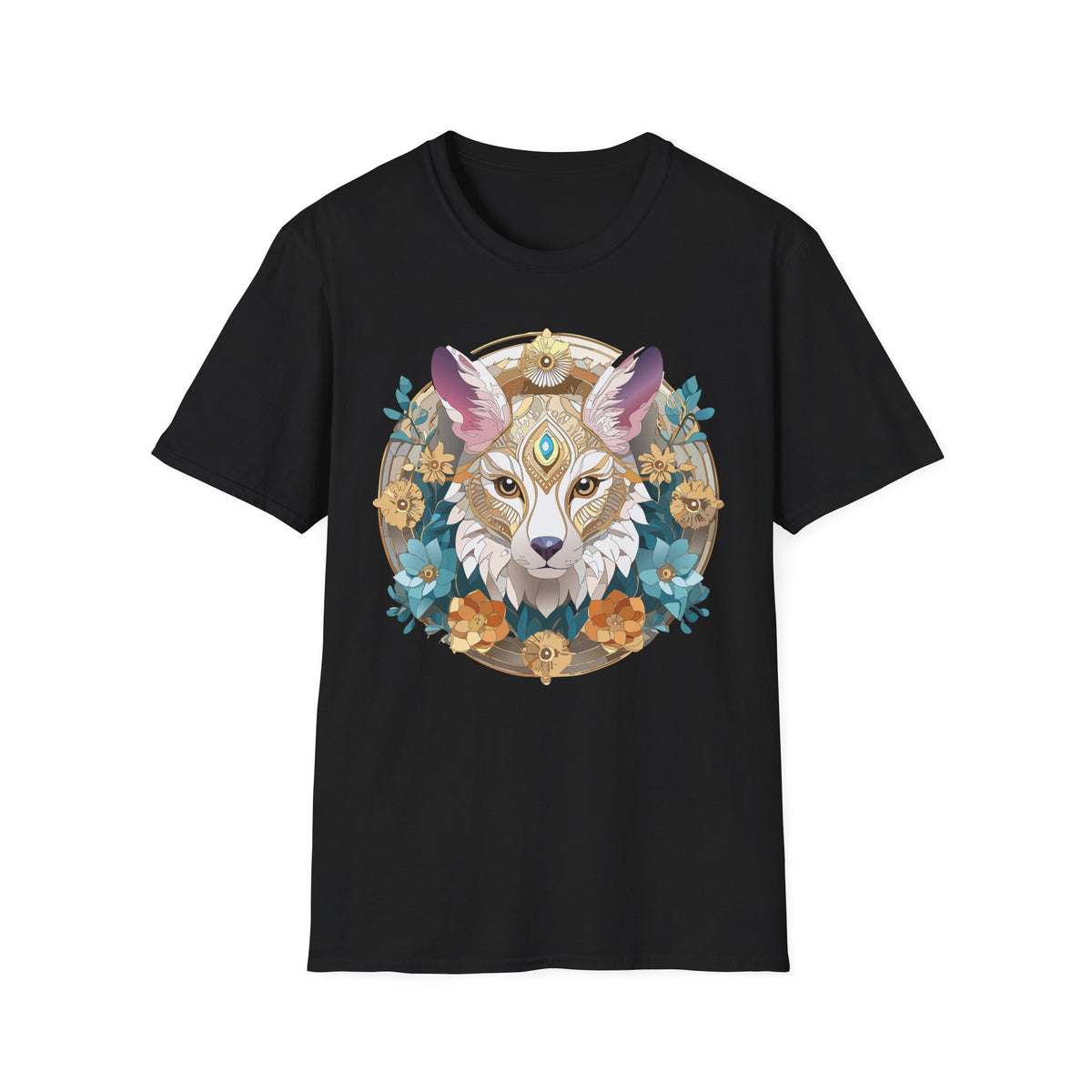 Mystic Fox Mandala T-Shirt | Floral Fox Portrait, Boho Animal Tee
