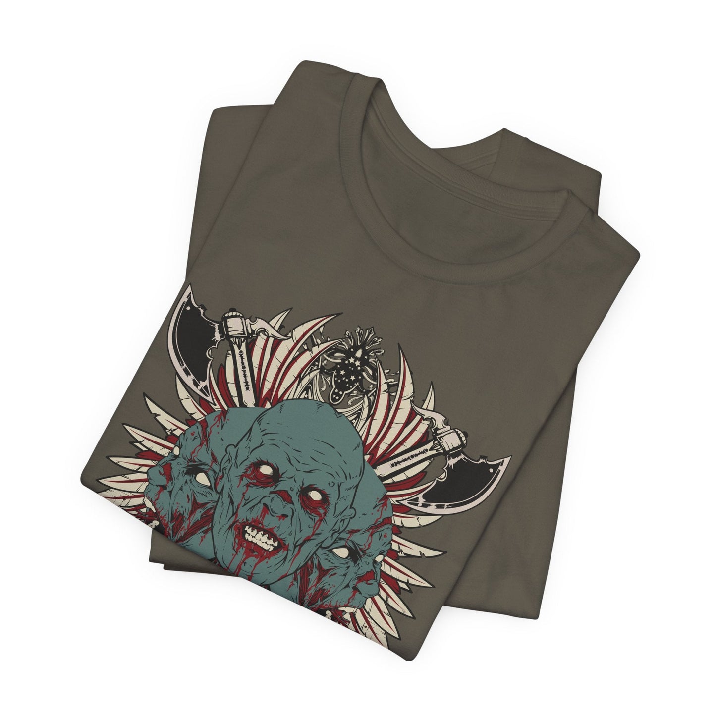 Zombie Skull Mandala T-Shirt Horror Graphic Tee, Gothic Skull Art-54-2