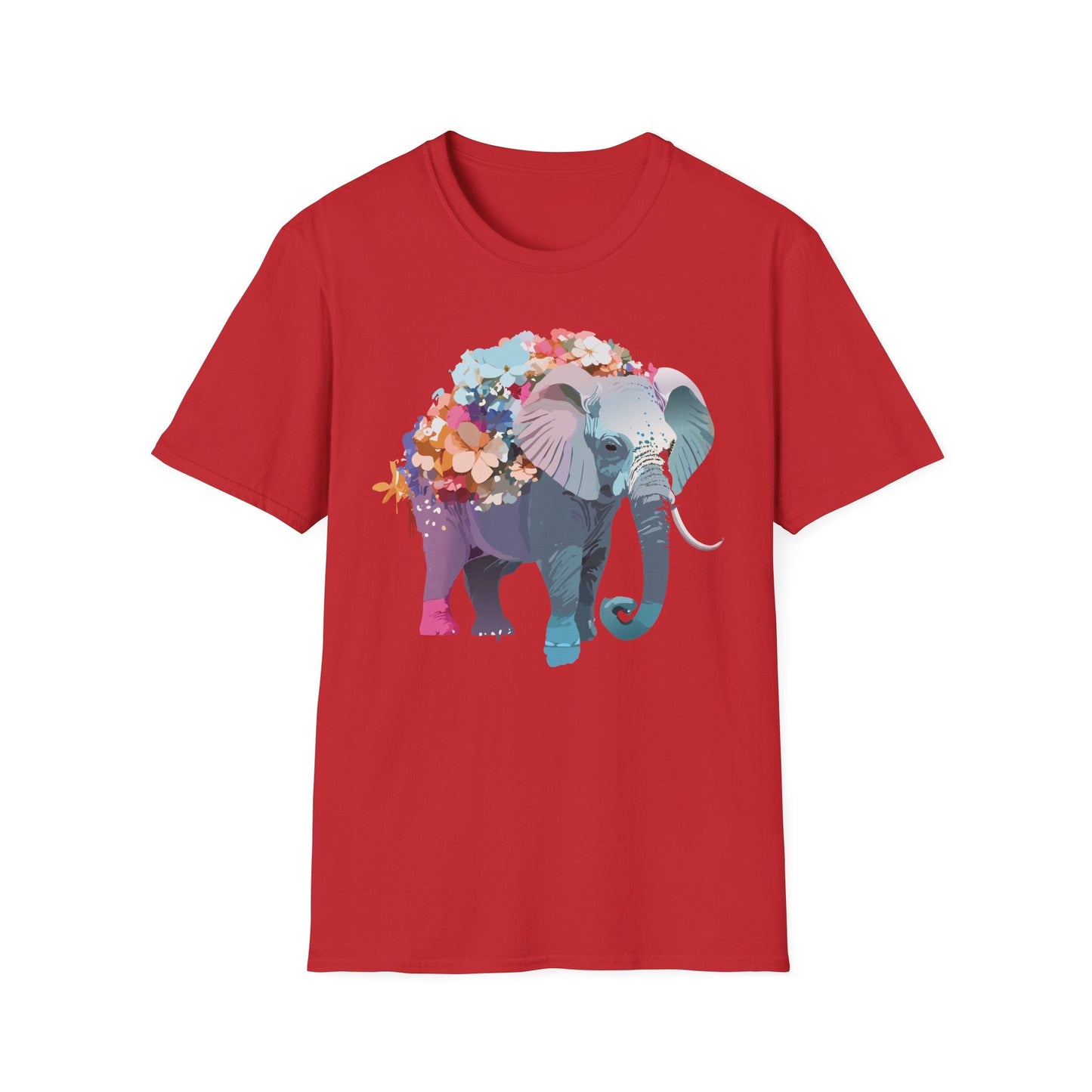 Elephant T Shirt Unisex Softstyle Tee 100 Percent Ring Spun Cotton Animal Design