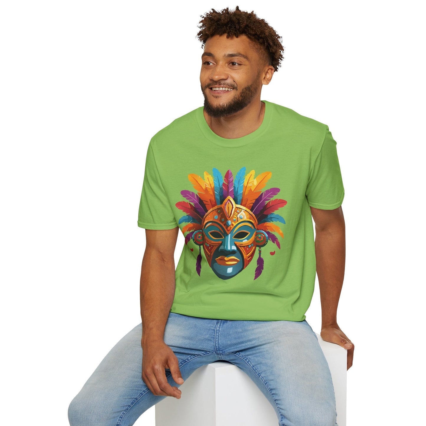 Unisex Gildan Mask T Shirt Softstyle 64000 With Art Design Lightweight Cotton Tee