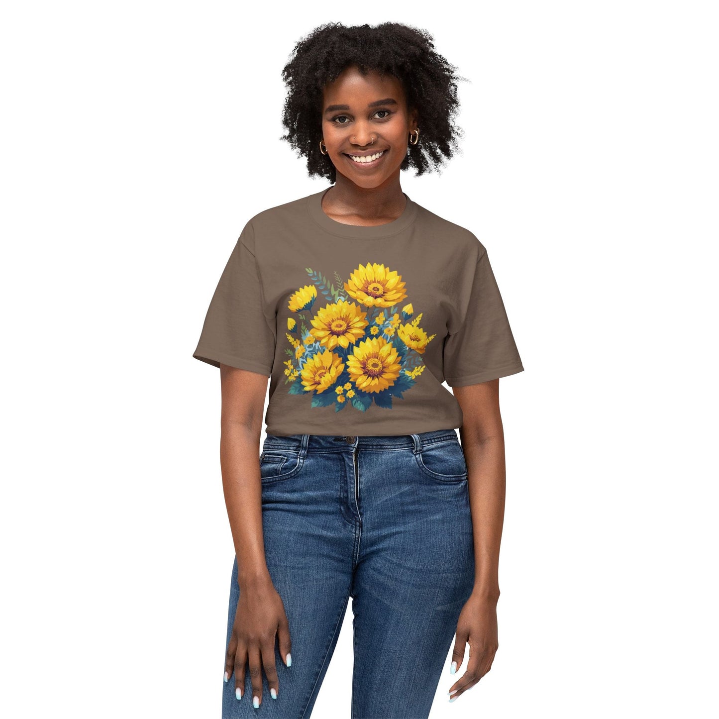 Floral T Shirt Vintage Flowers Unisex Art Print Tee 100 Percent Cotton Made In USA Floral Design