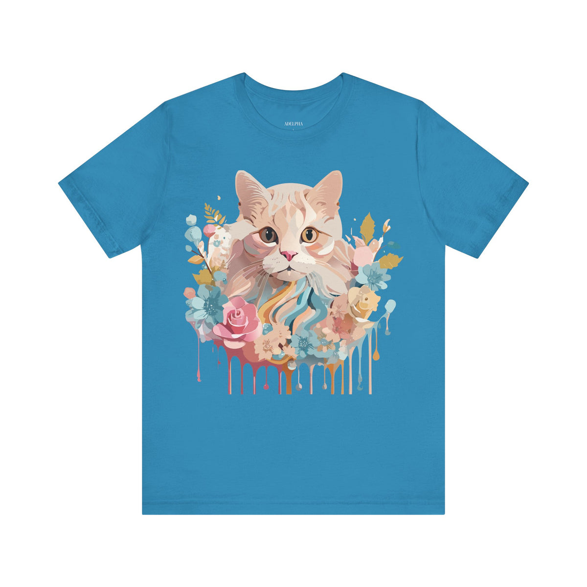 Cat Graphic Unisex Cotton Bella+Canvas Tee with Art Animal Design d01