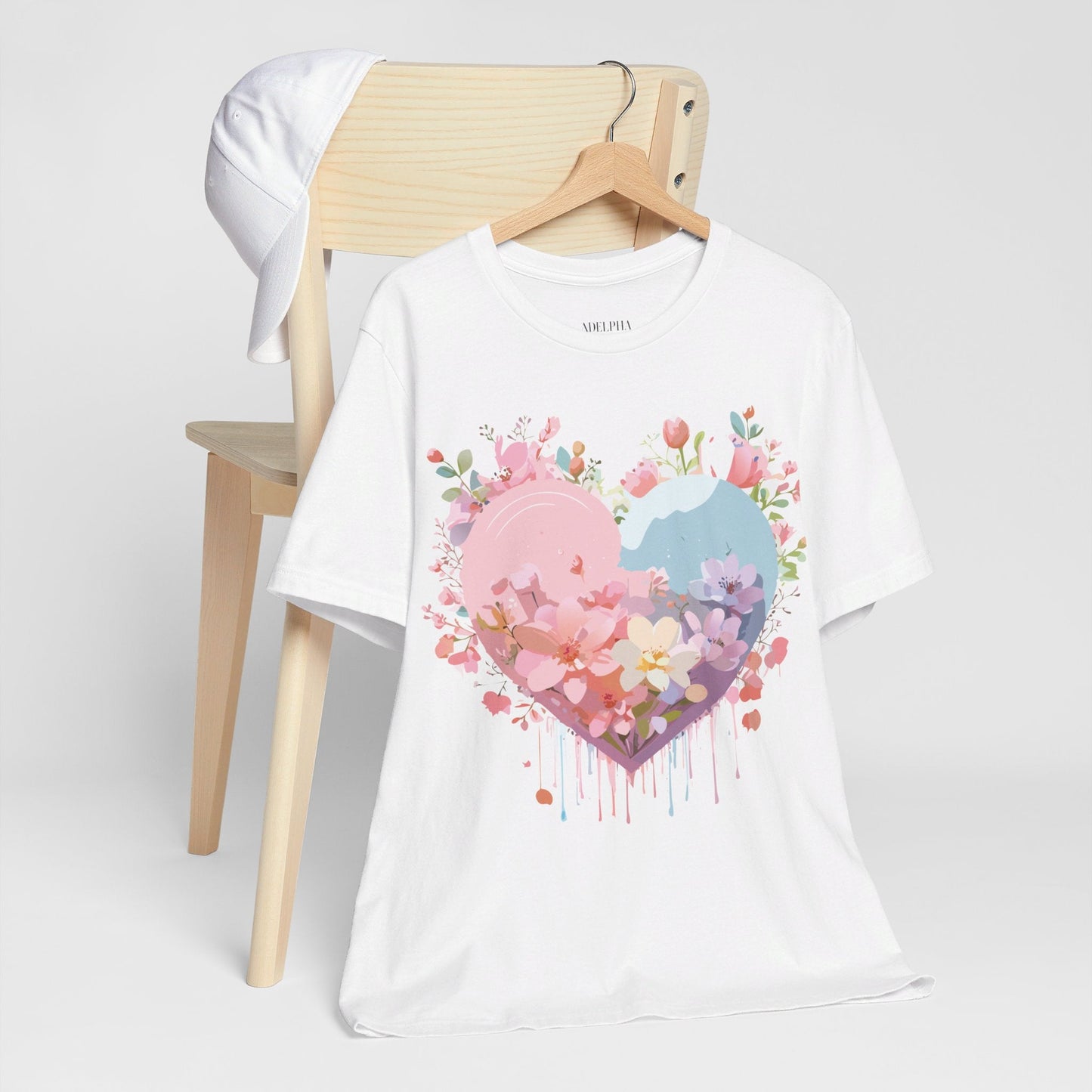 Valentine Day Graphic Unisex 100 Cotton Vintage Artwork with Love and Flower Design Tee 31