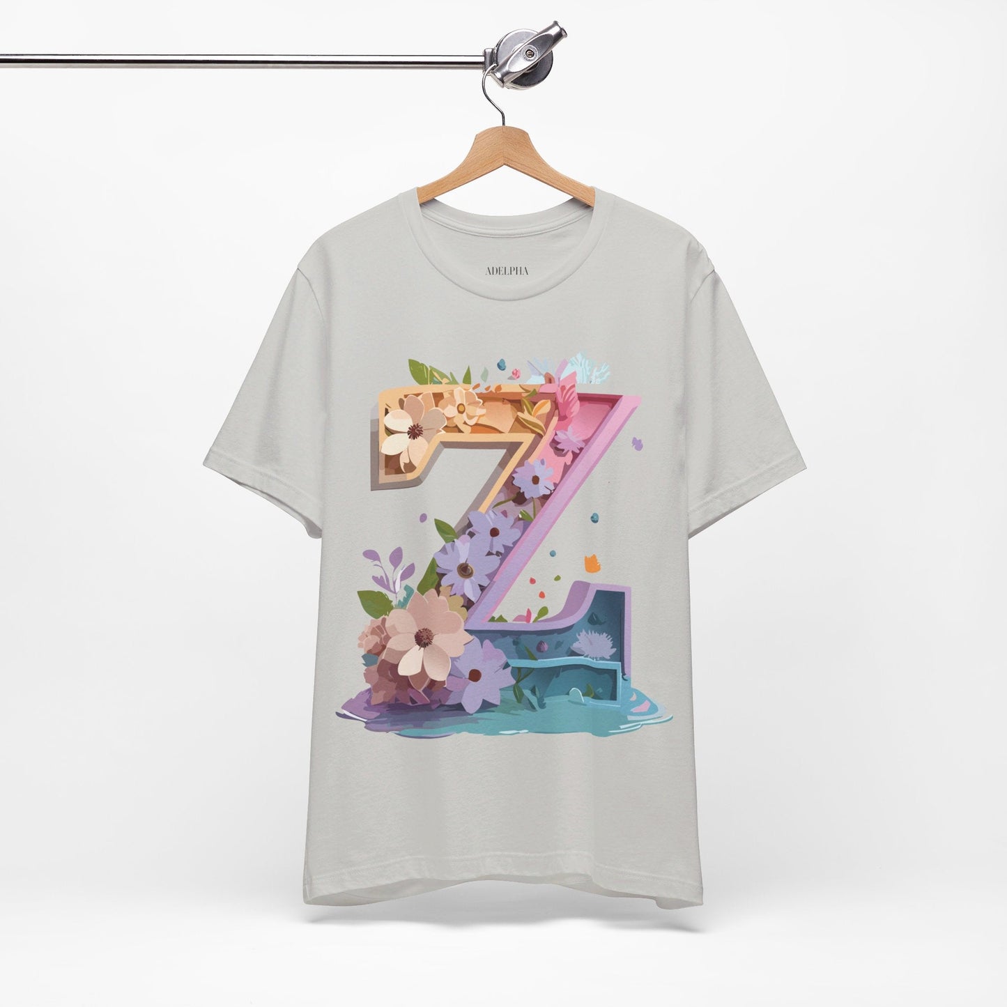 Letter Z Shirt Unisex Graphic Tee By Adelpha Vintage Inspired Jersey Short Sleeve