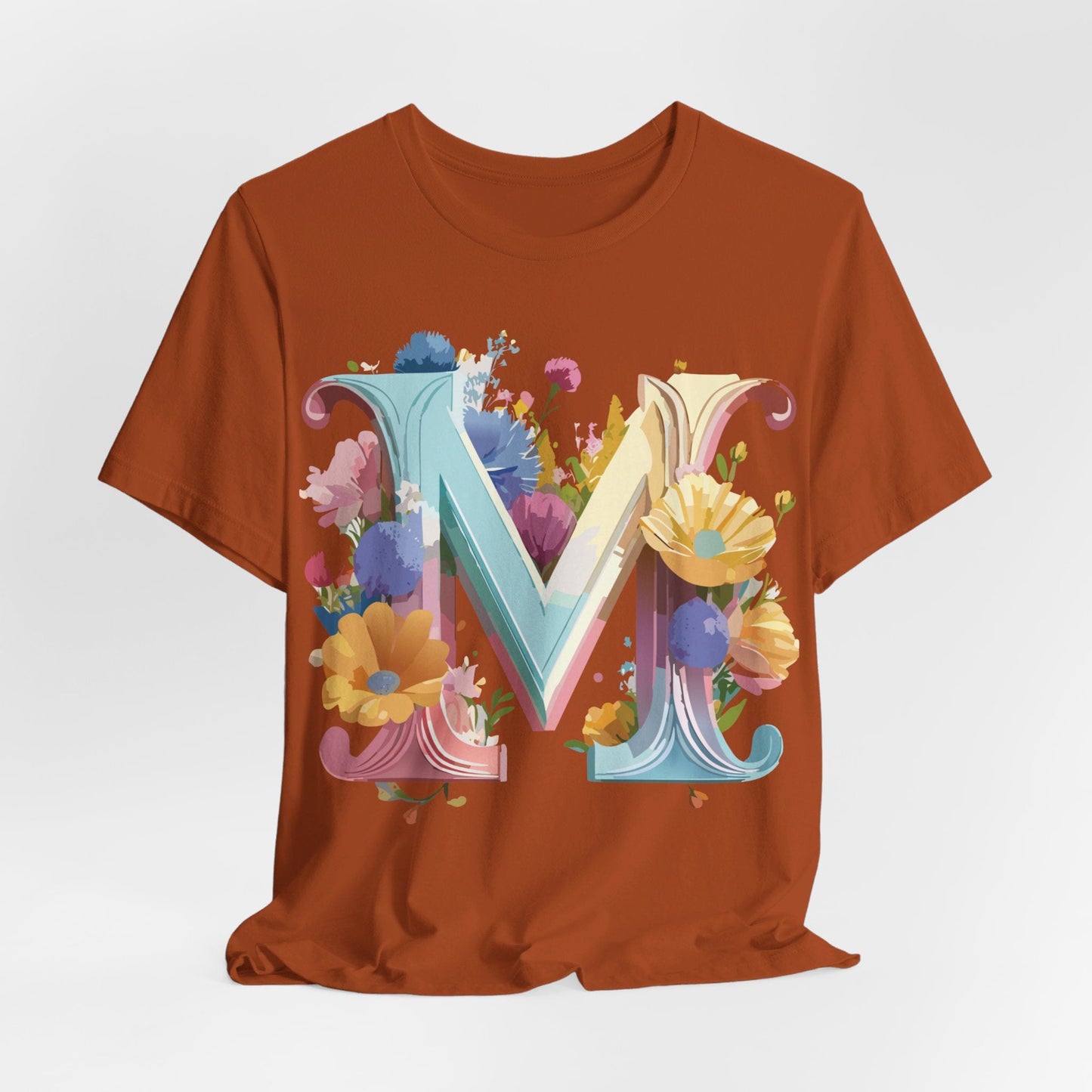 Letter M Shirt Unisex Graphic Tee Vintage Inspired Artwork Adelpha Short Sleeve Collection