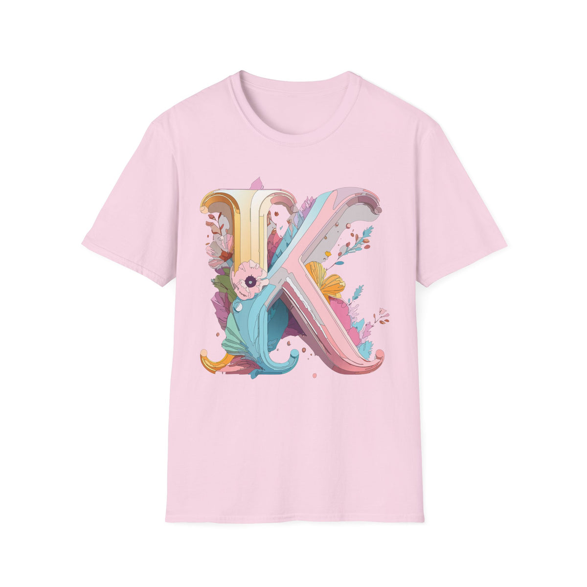 Floral Letter K T-Shirt | Botanical Monogram Tee