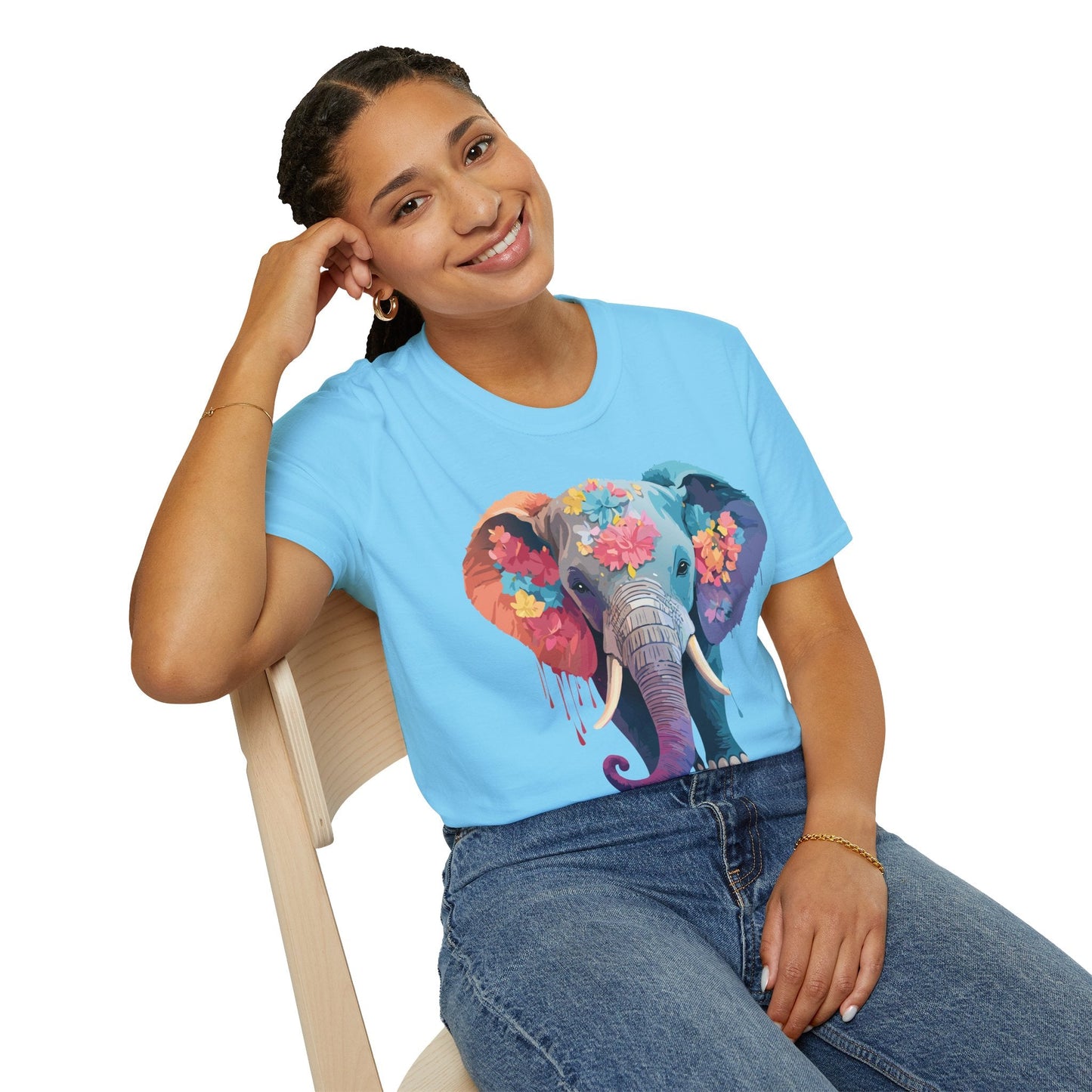 Unisex Elephant T Shirt Gildan SoftStyle 64000 100 Percent Ring Spun Cotton Tee Shirt