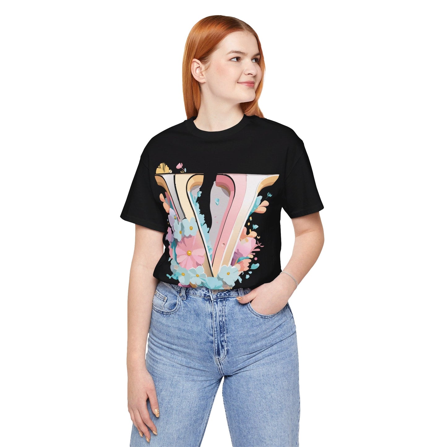 Letter V Graphic Tee Unisex Jersey Short Sleeve Vintage Inspired Art Design