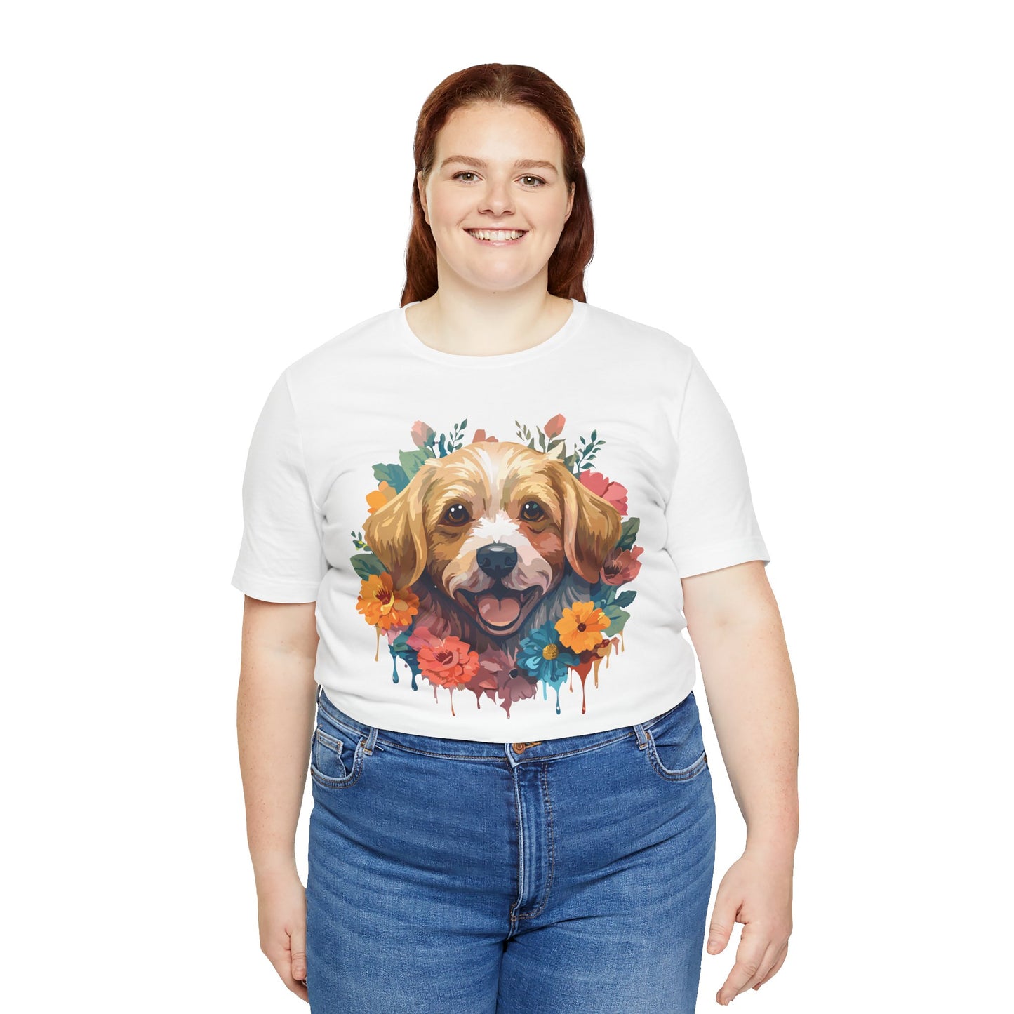 Floral Dog Tee, Animal Shirt, Dog Shirt, Floral Tee, Flower T-shirt, T-Shirt with Animal, Summer Top with Art Design