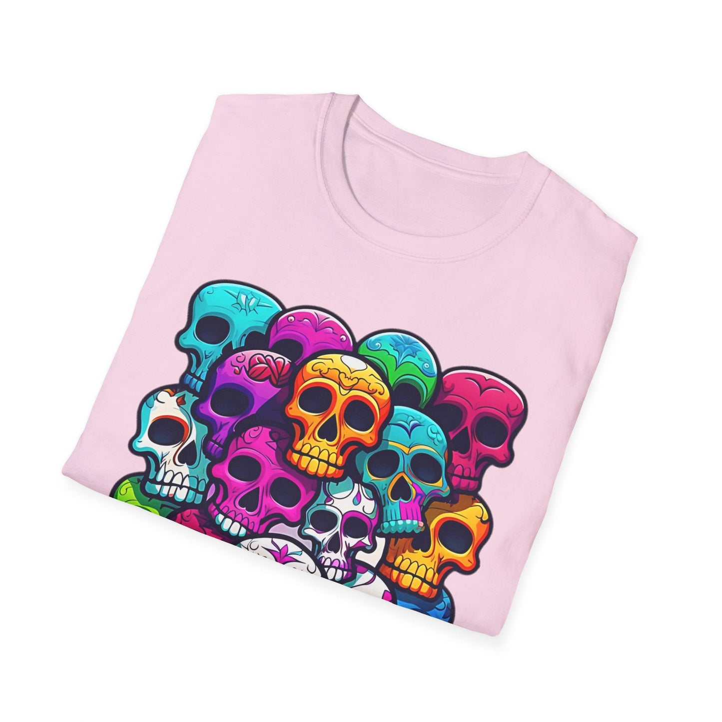 Unisex Skull Tee Shirt With Skeleton Design Gildan Softstyle 64000 100 Percent Ring Spun Cotton
