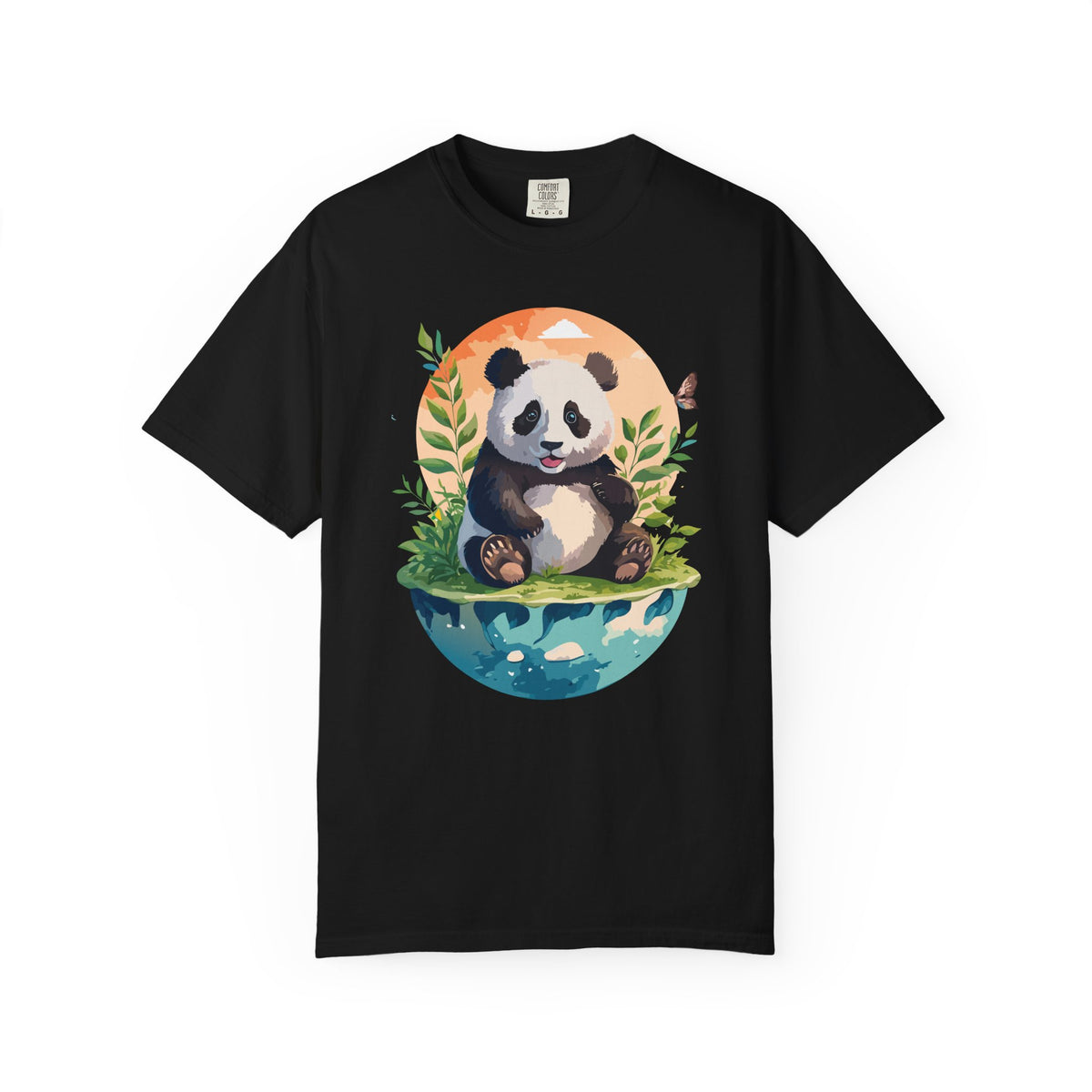 Panda Portrait T-Shirt Unisex Cotton Floral Chinese Graphic Circle Animal Art Tee pp4