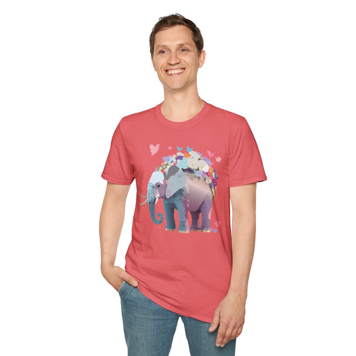 Elephant Graphic T Shirt Unisex Cotton Softstyle Tee Gildan 64000 Elephant Design For Animal Lovers