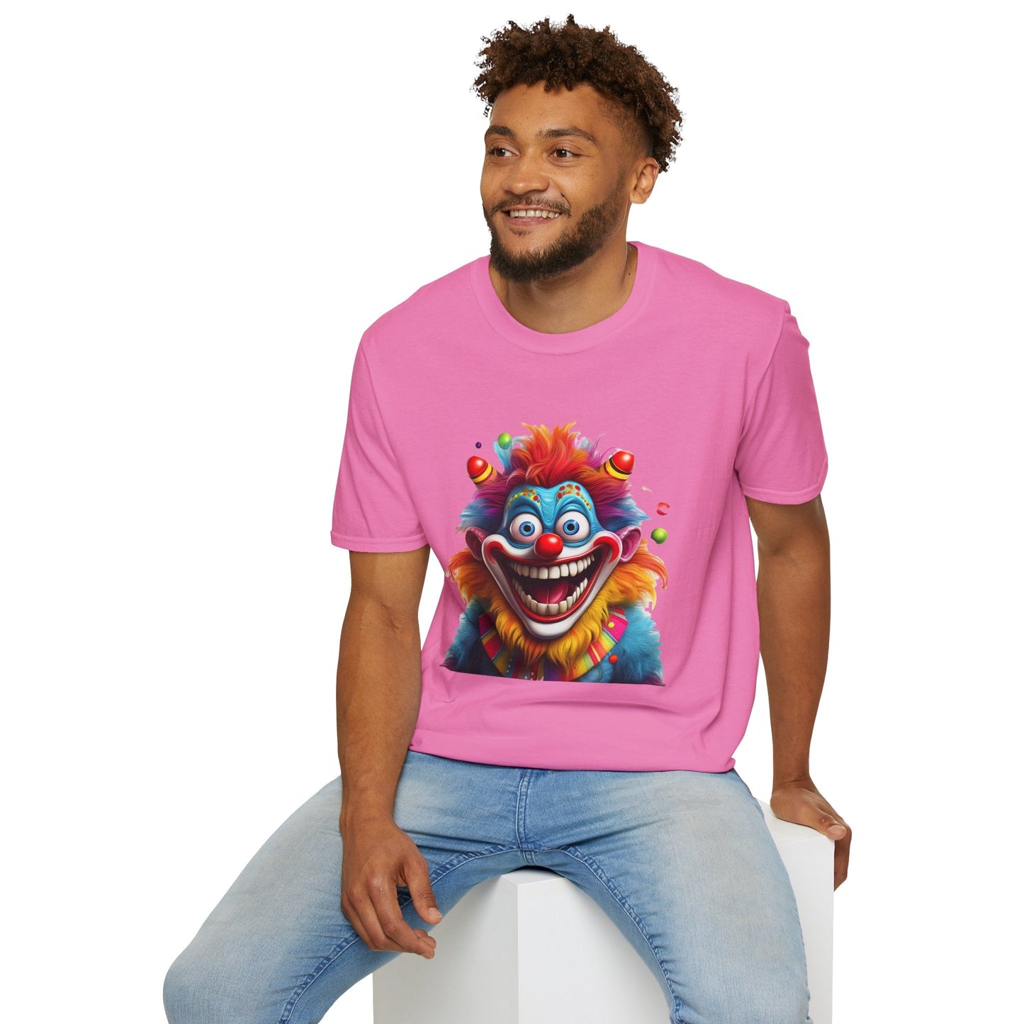 Clown Themed Unisex T Shirt Funny Man Circus Scary Man Tee Gildan Softstyle 64000 Cotton