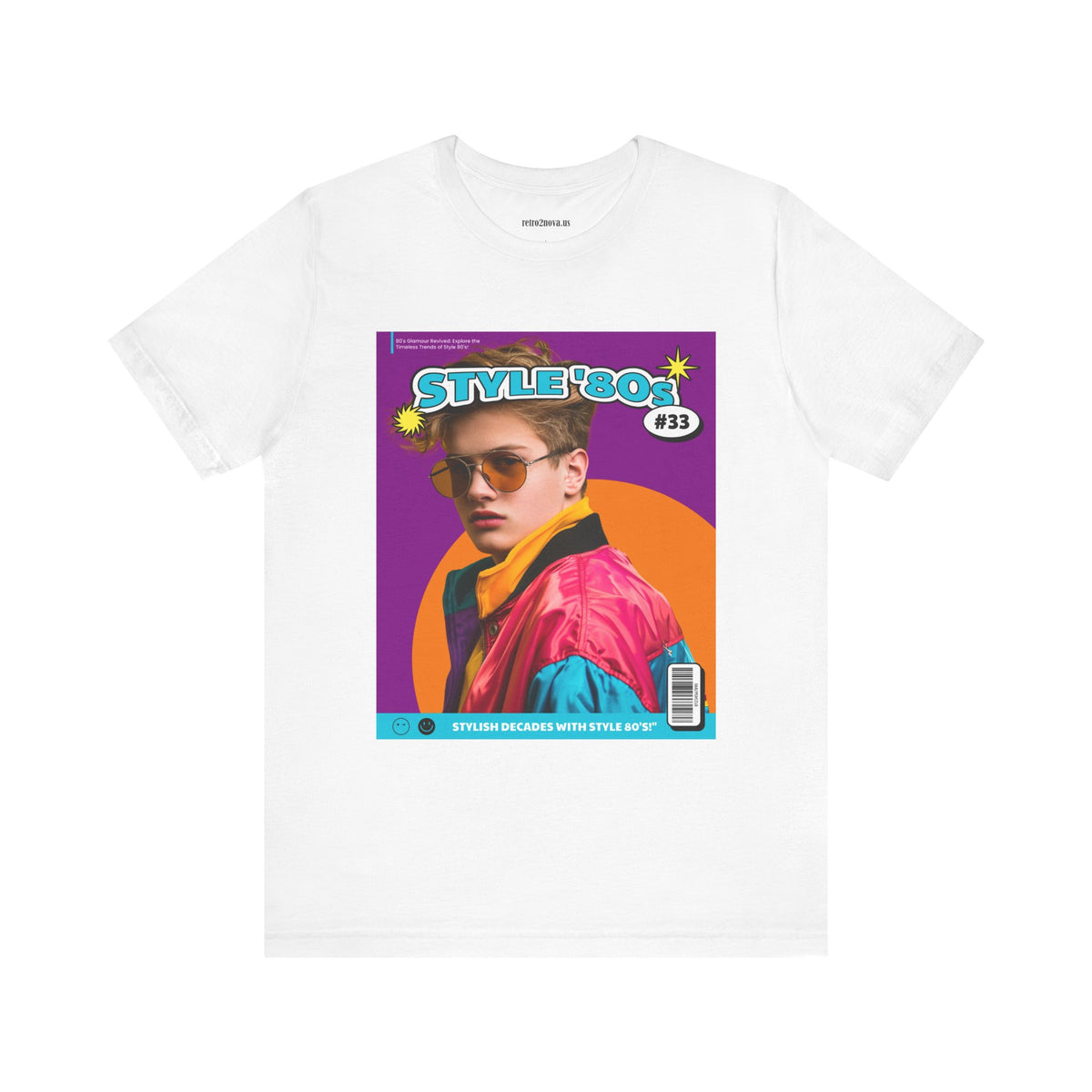 Magazine Cover Graphic Unisex Cotton Bella+Canvas Tee with Retro Poster Design ab112