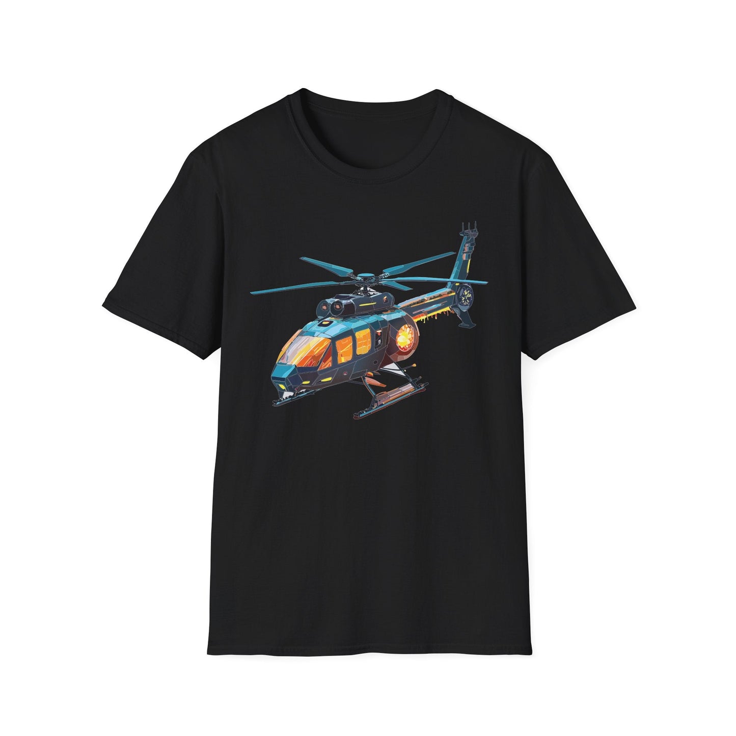 Chopper Helicopter Shirt Unisex Gildan Softstyle 64000 Cotton Tee Short Sleeve Graphic Tee