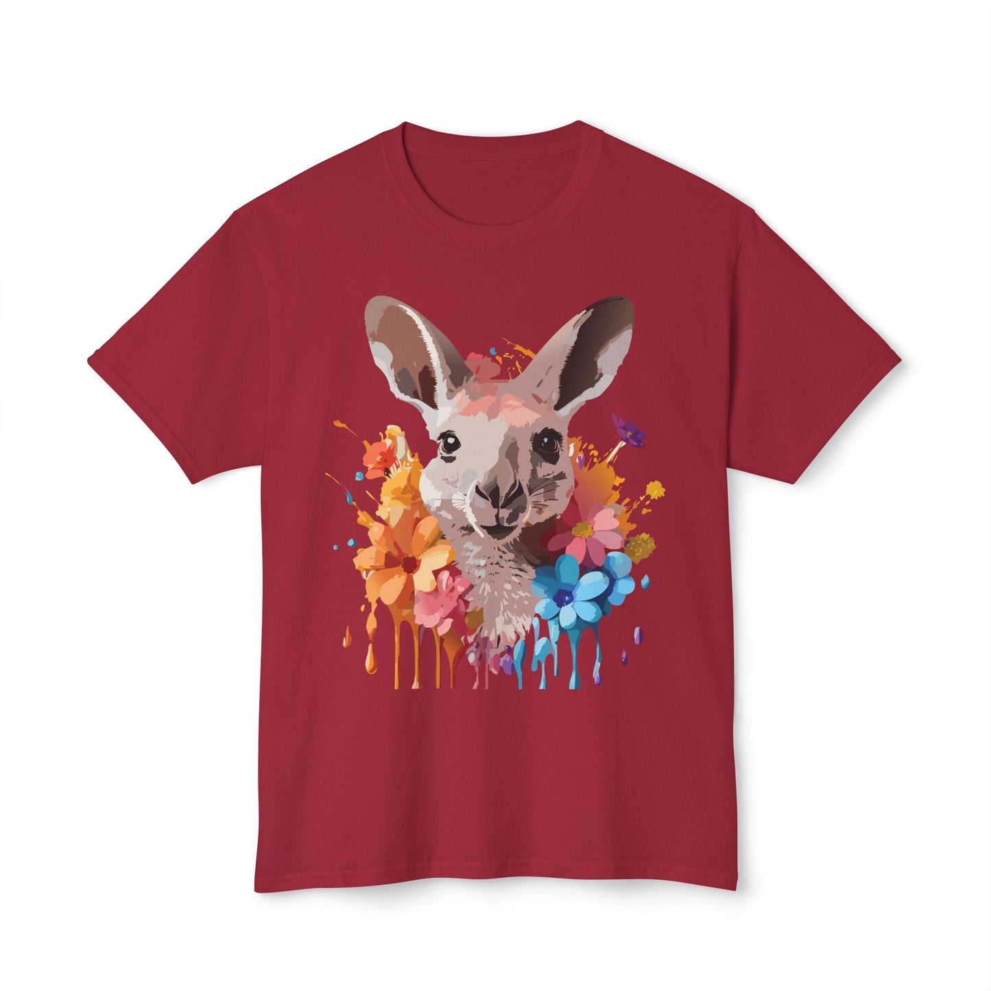 Unisex Kangaroo T Shirt HD Cotton Full Color Art Print Tee Made In USA 100 Percent Pre Shrunk