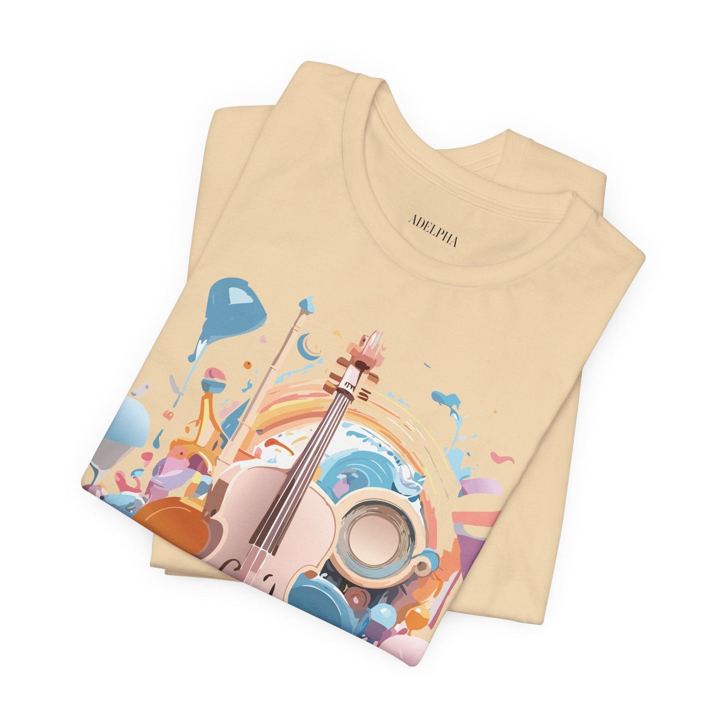 Music Graphic Unisex 100 Cotton Vintage Art with Musical Elements Tee 80