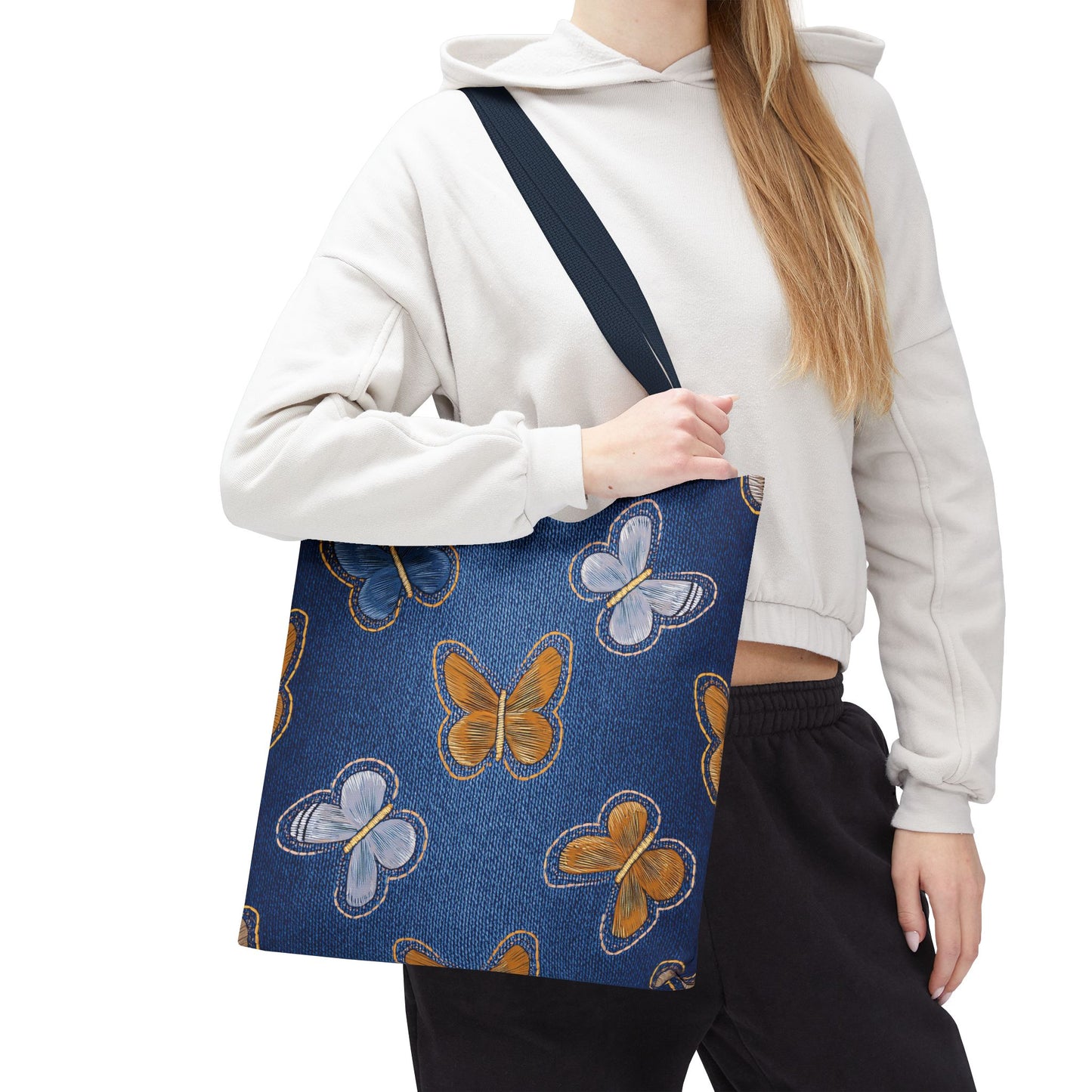 Denim Fabric Imitation Print Unisex Canvas Bag Poly Spun 3 Sizes Tote Bag 177