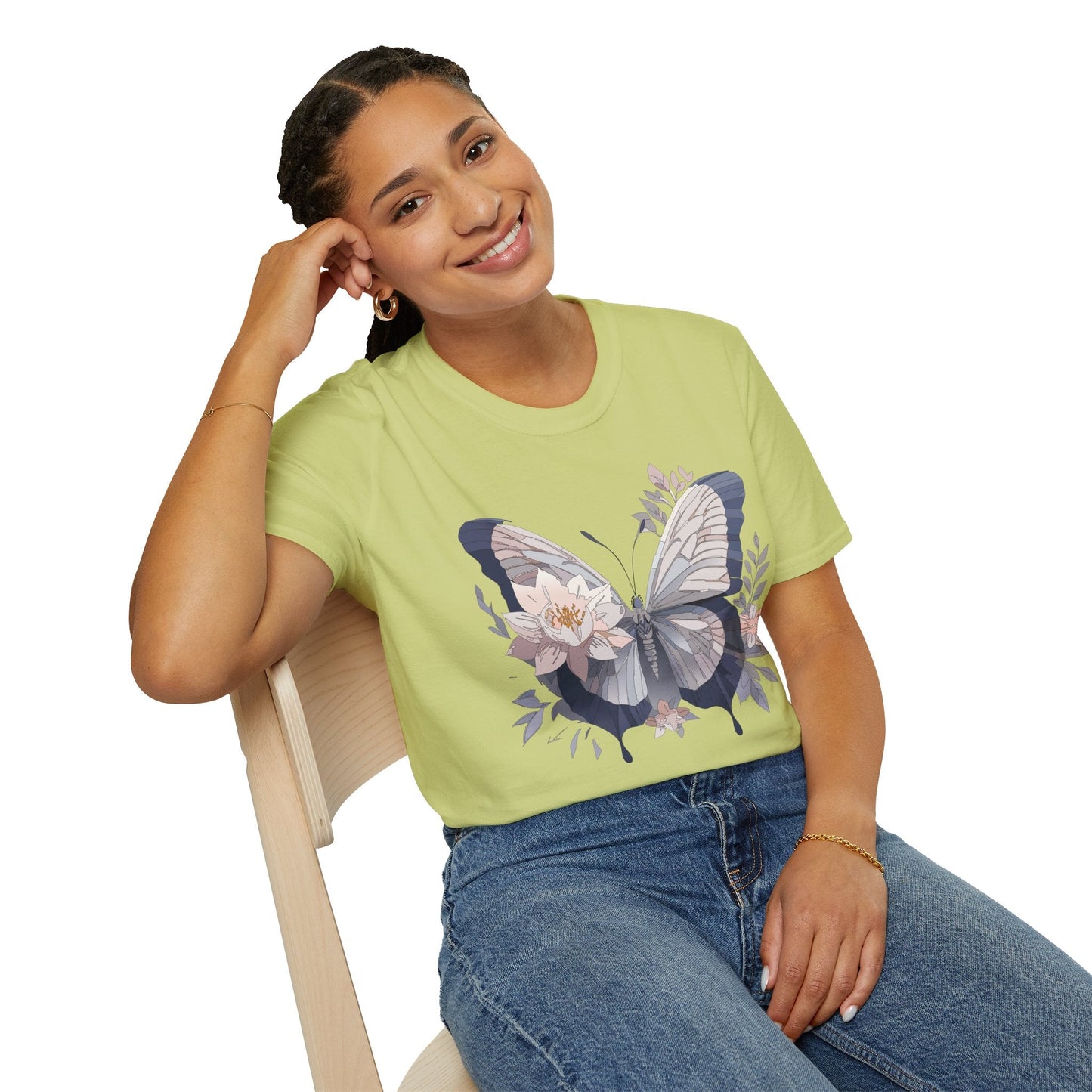 Butterfly T Shirt Unisex Monarch Print Softstyle Cotton Tee for Everyday Comfort