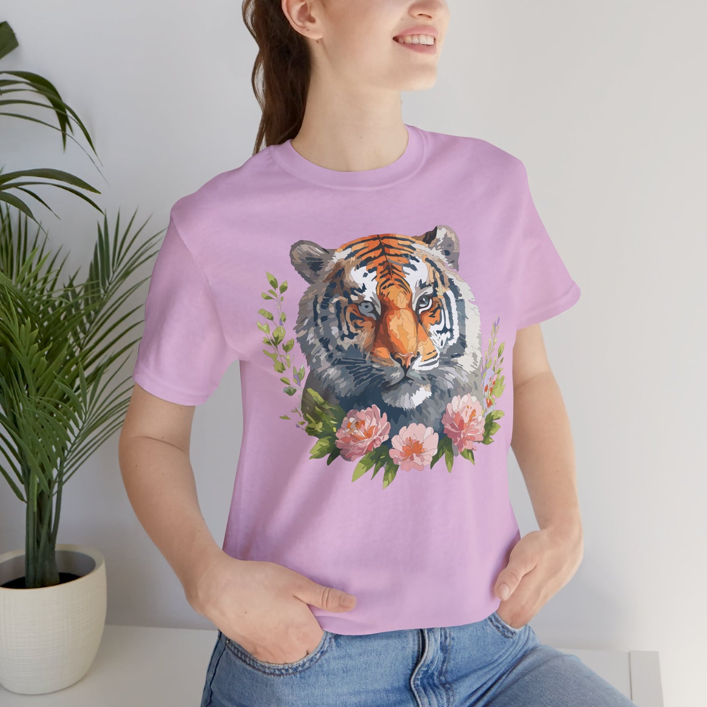 Floral Tiger Shirt, Animal Shirt, Tiger Tee, Unisex Tee, Floral T-shirt, T-Shirt with Animal