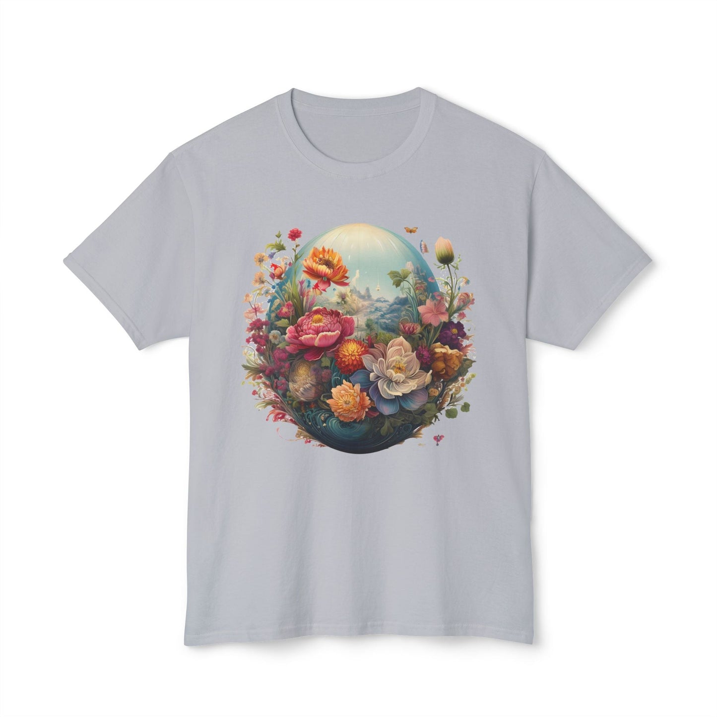 Unisex Floral T Shirt With Vintage Flower Art Print Cotton Tee For Men Women Everyday Wear