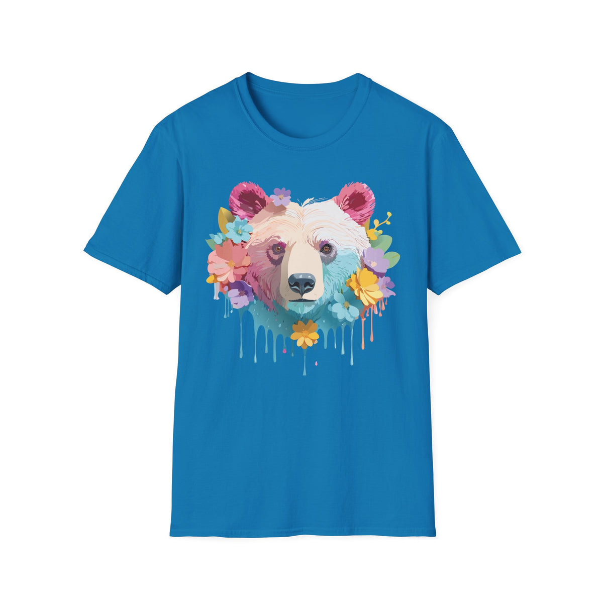 Colorful Floral Bear T-Shirt | Watercolor Drip Bear Tee