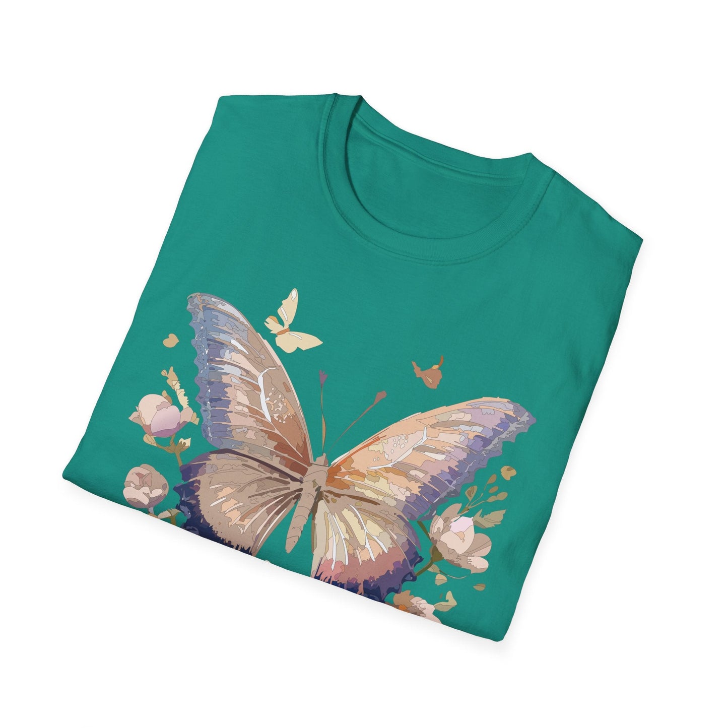 Butterfly T Shirt Unisex Softstyle Monarch Design 100 Percent Cotton Tee For Everyday Comfort